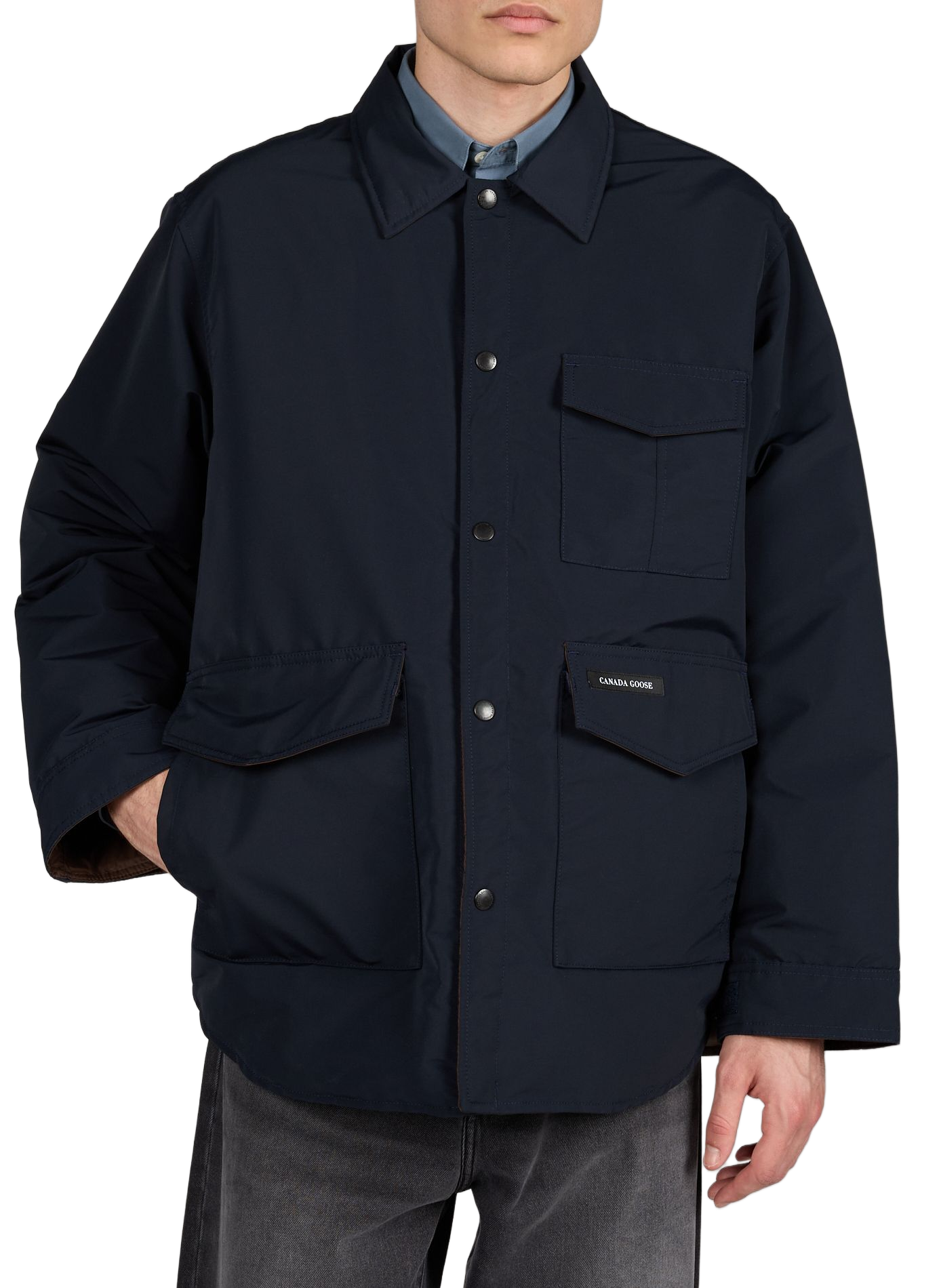 Giacca oversize con collo classico in misto cotone CANADA GOOSE Blu