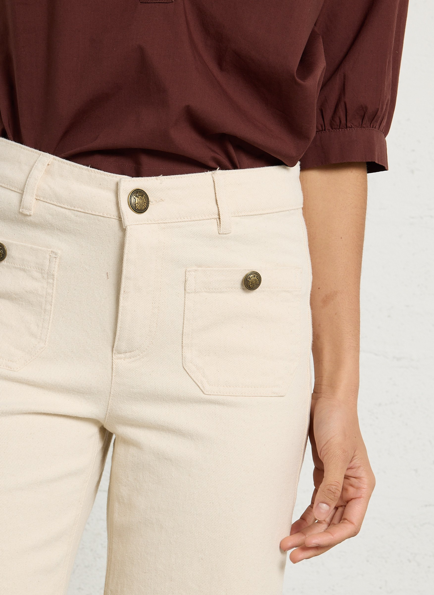 Jean droit raccourci taille haute mae MAISON 123 Beige