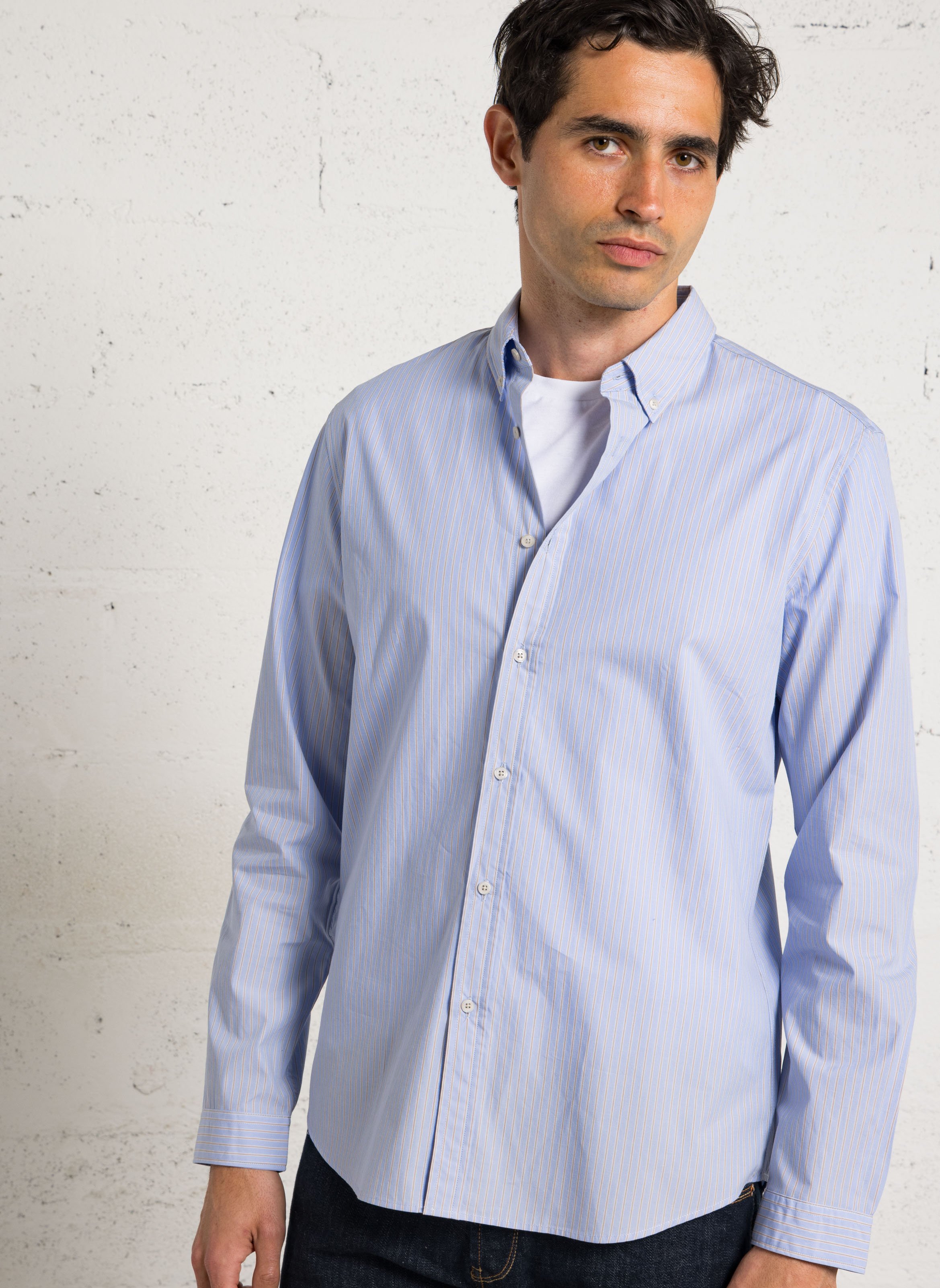 Chemise regular-fit en coton IKKS Bleu