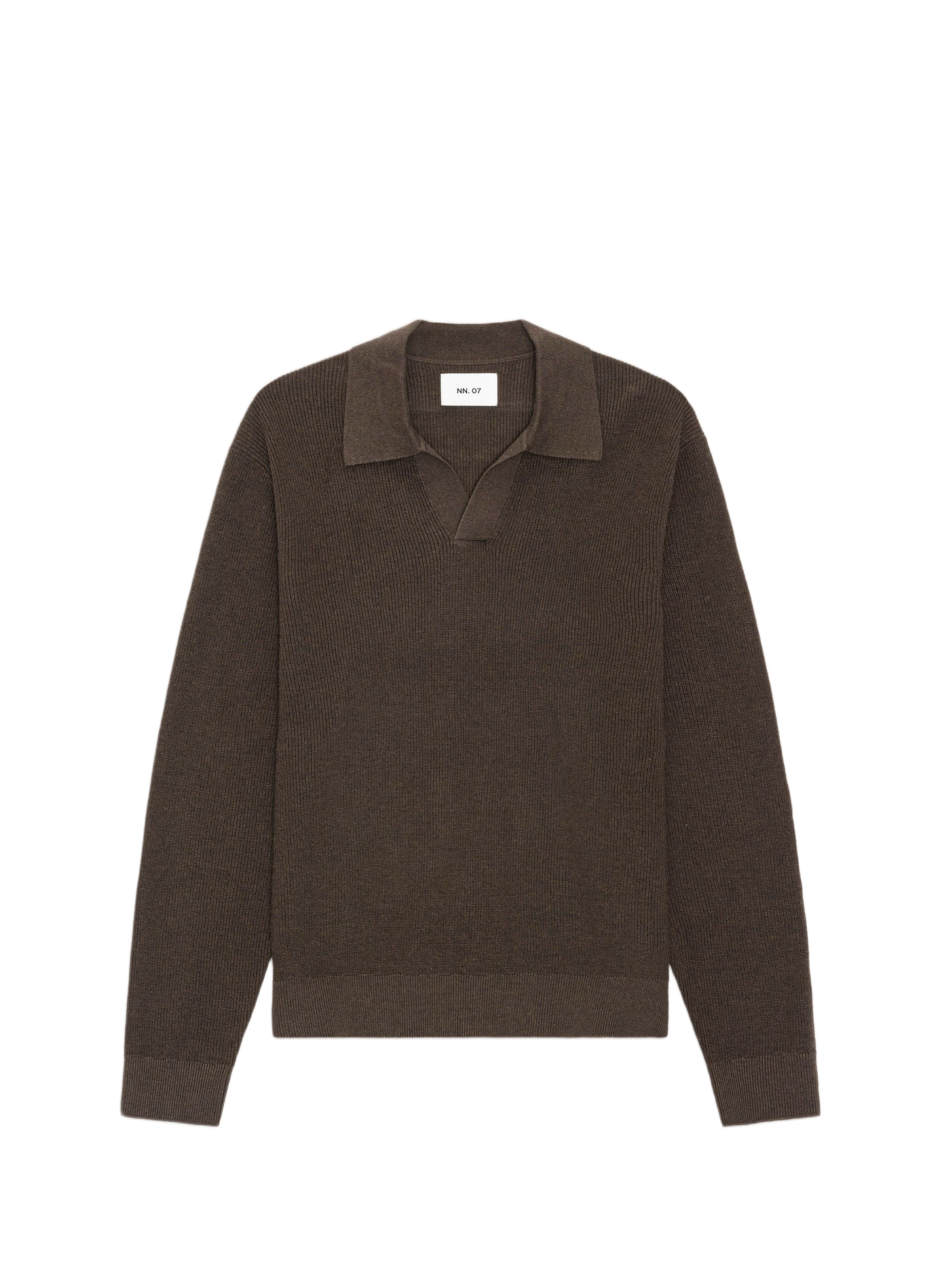 Pullover mit einfarbigem Polokragen NN.07 Braun