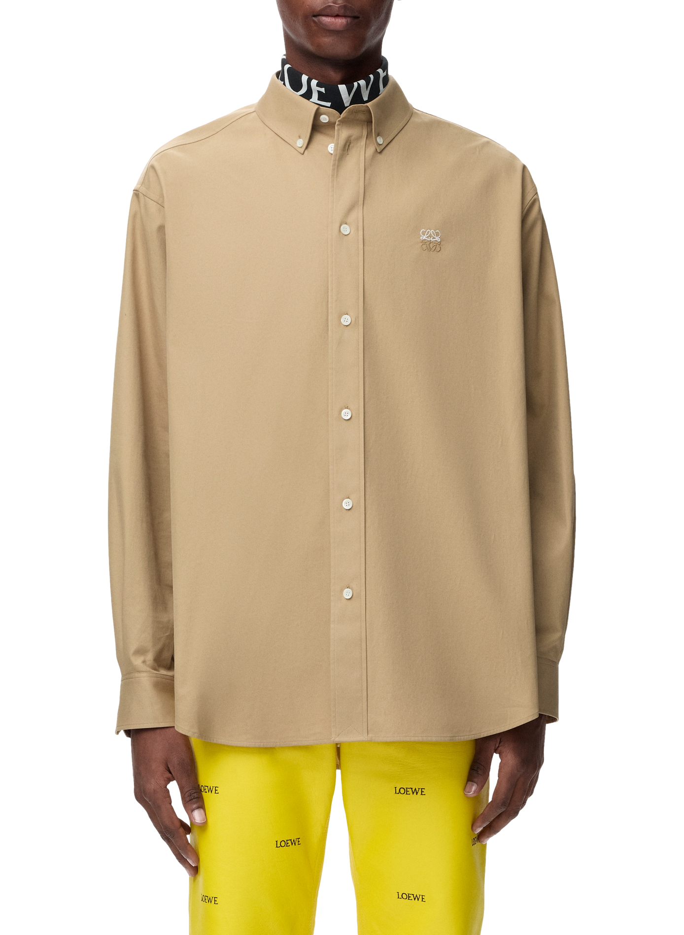 Chemise en sergé de coton brossé mi-épais LOEWE Beige