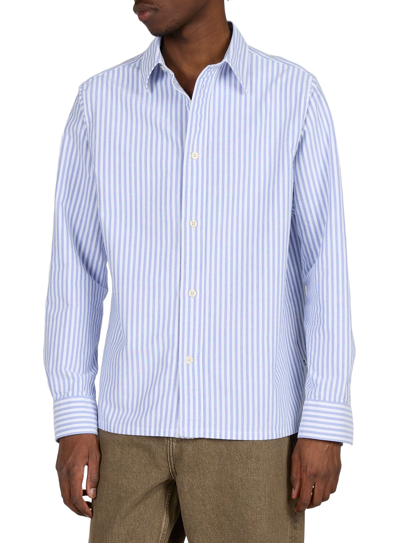 Chemise col classique manches contrastantes en coton NN.07 Blue