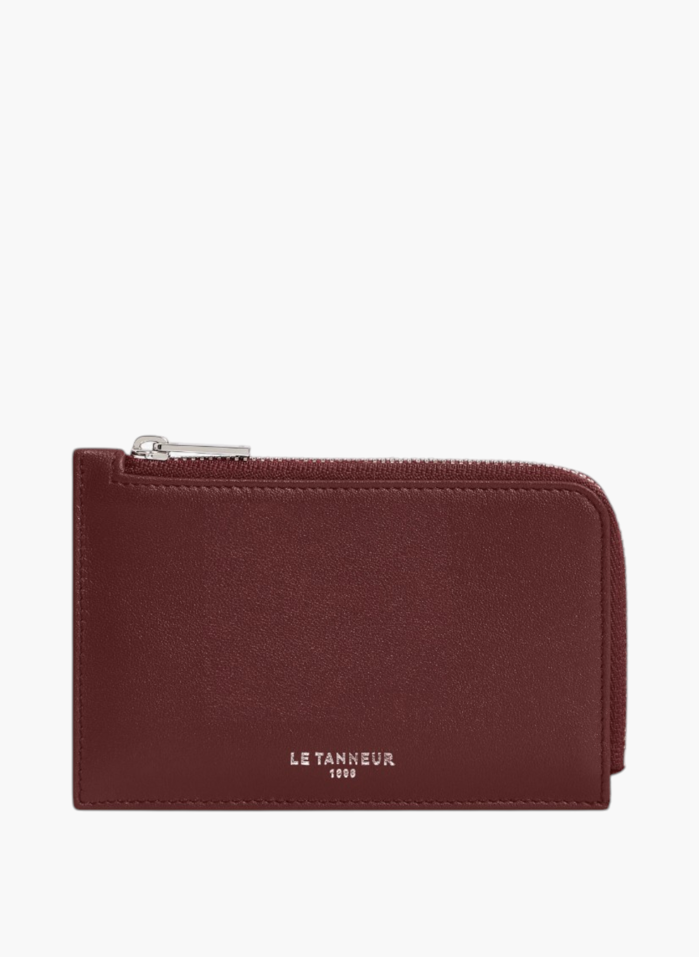Porte cartes zippé albertine en cuir lisse LE TANNEUR Rouge