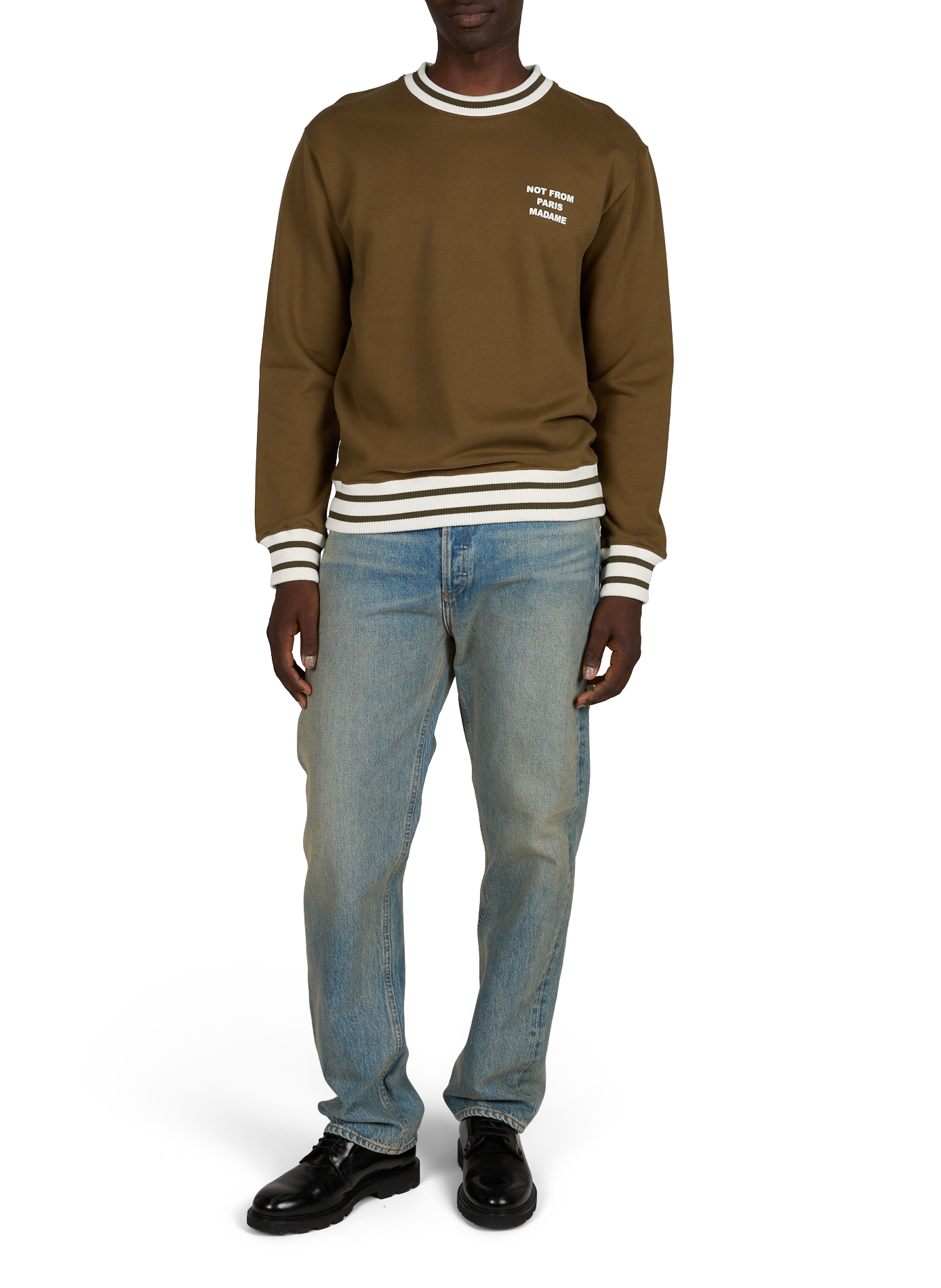 Straight logo cotton sweater DROLE DE MONSIEUR Khaki
