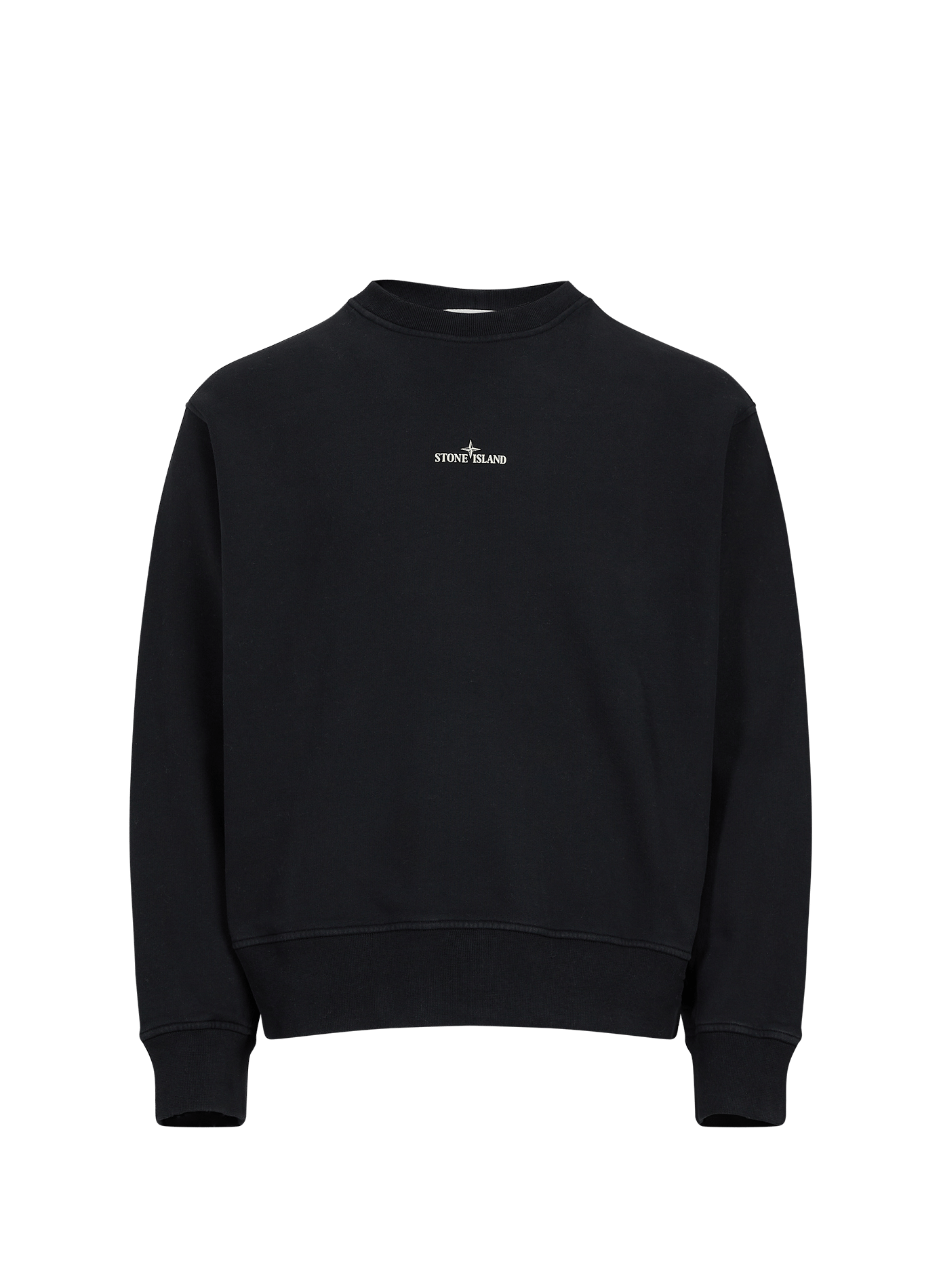 Gerade geschnittener Rundhalsausschnitt-Sweatshirt mit Baumwolldruck STONE ISLAND Schwarz