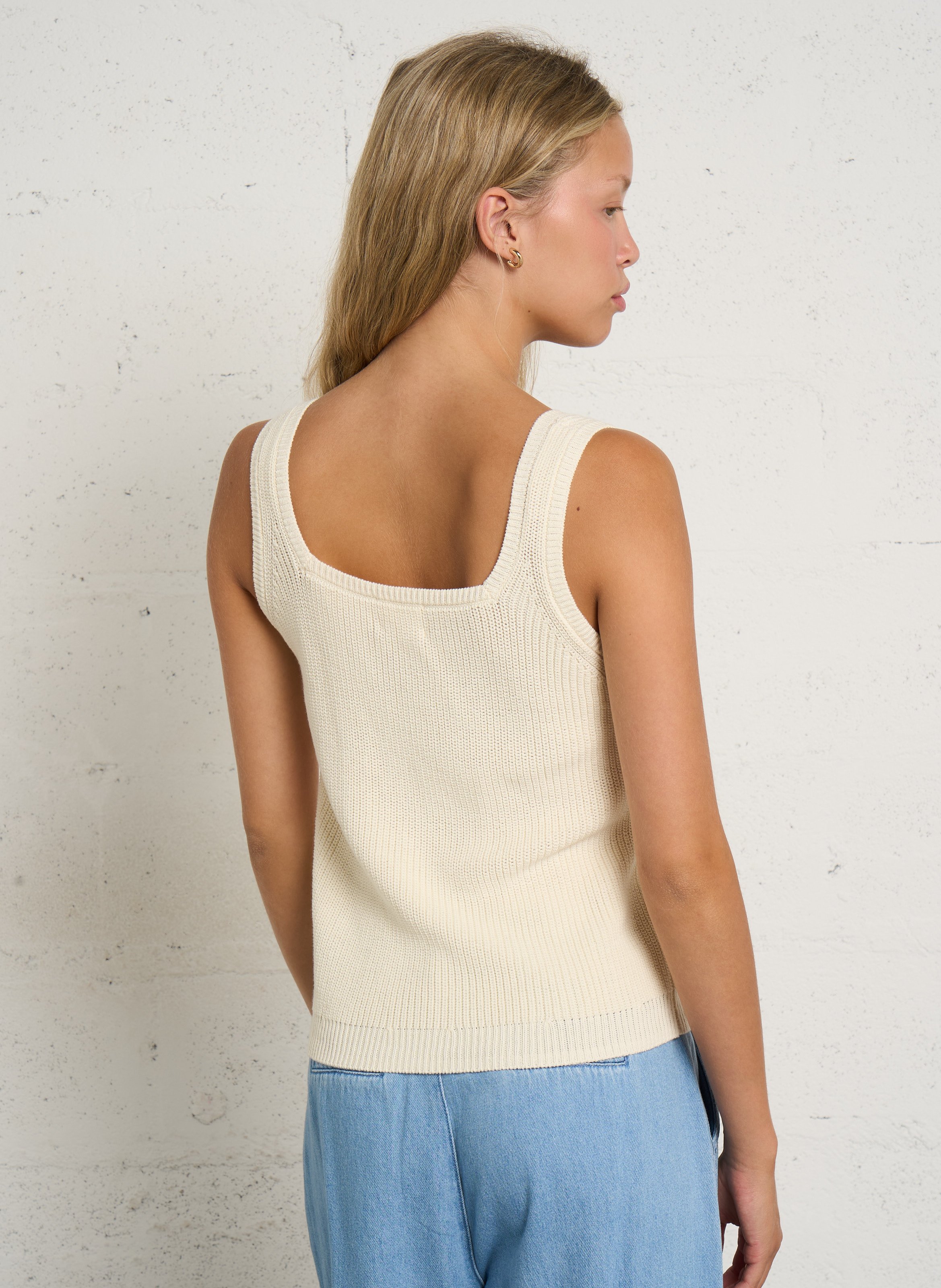Débardeur droit en maille anna | Beige MAISON 123 Femme