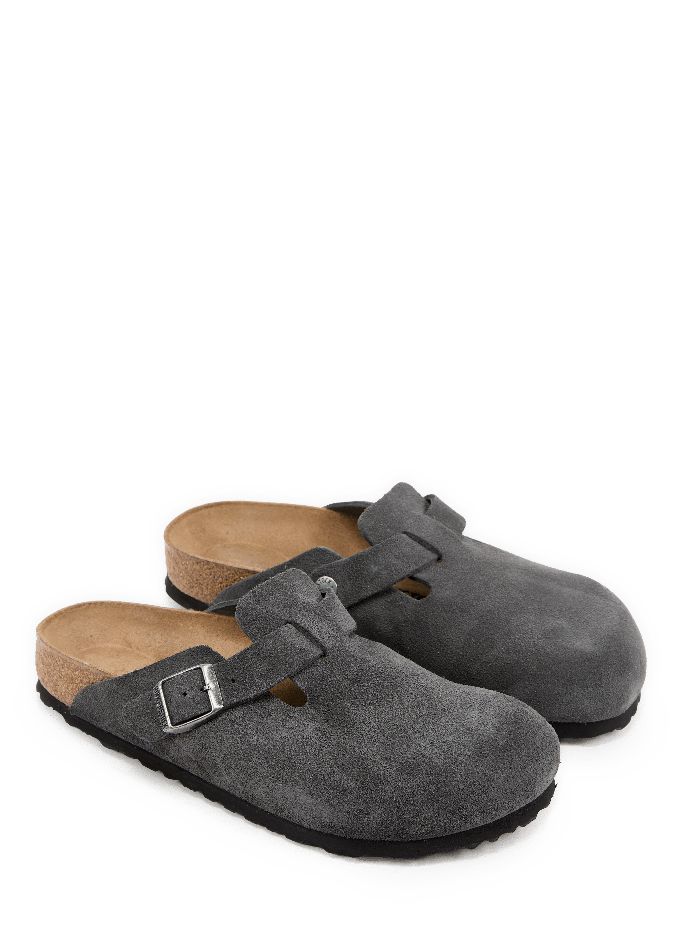 Boston Leder Pantoletten uni BIRKENSTOCK Grau