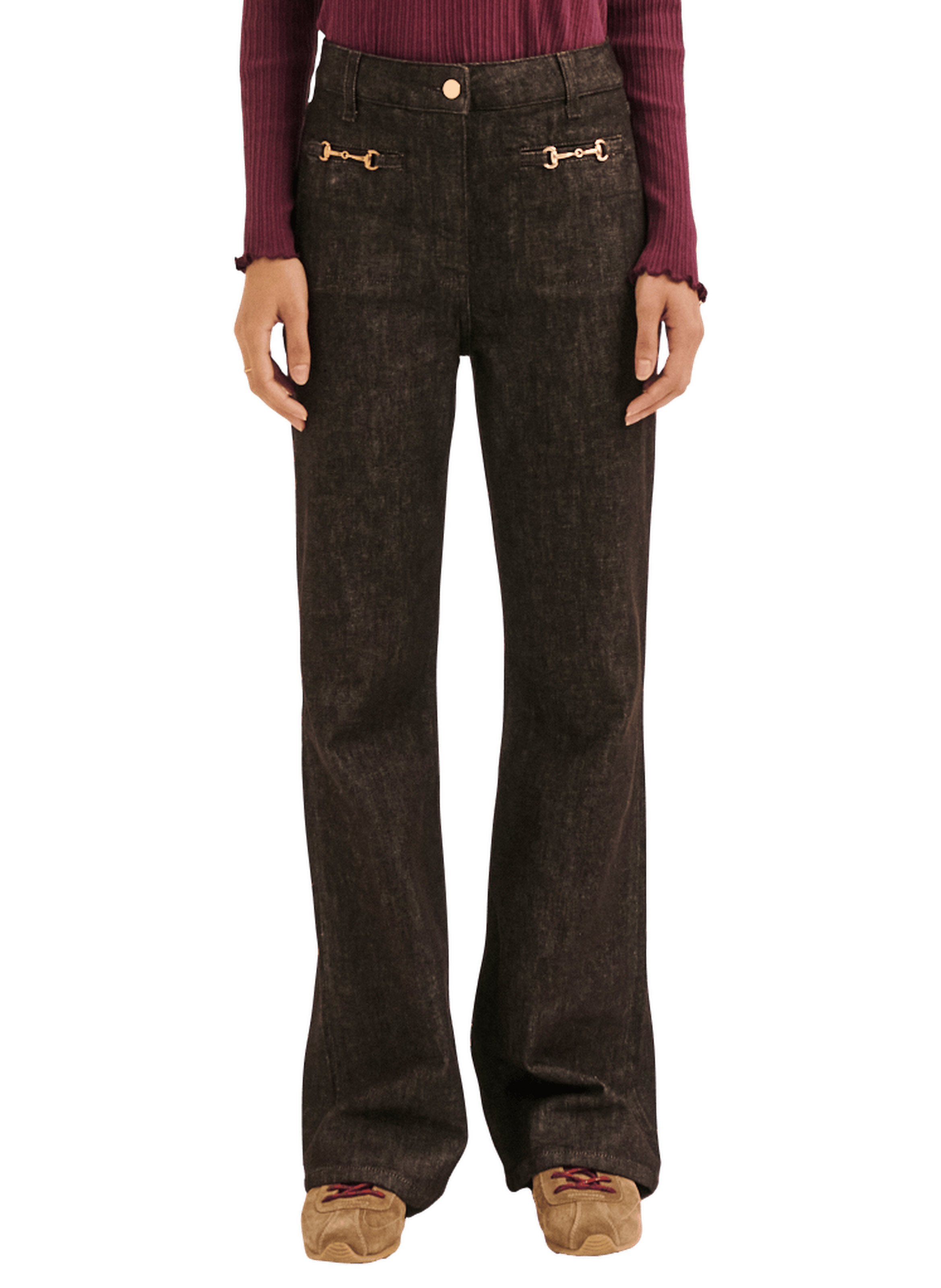 Jean bootcut à mors en denim marron - alice PABLO Marron