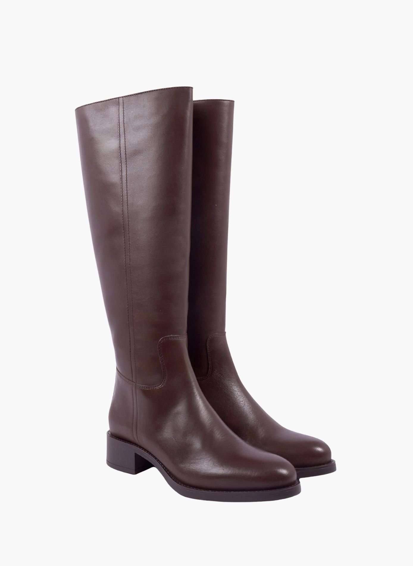 Bottes plates léonie cuir | Marron JULES & JENN Femme
