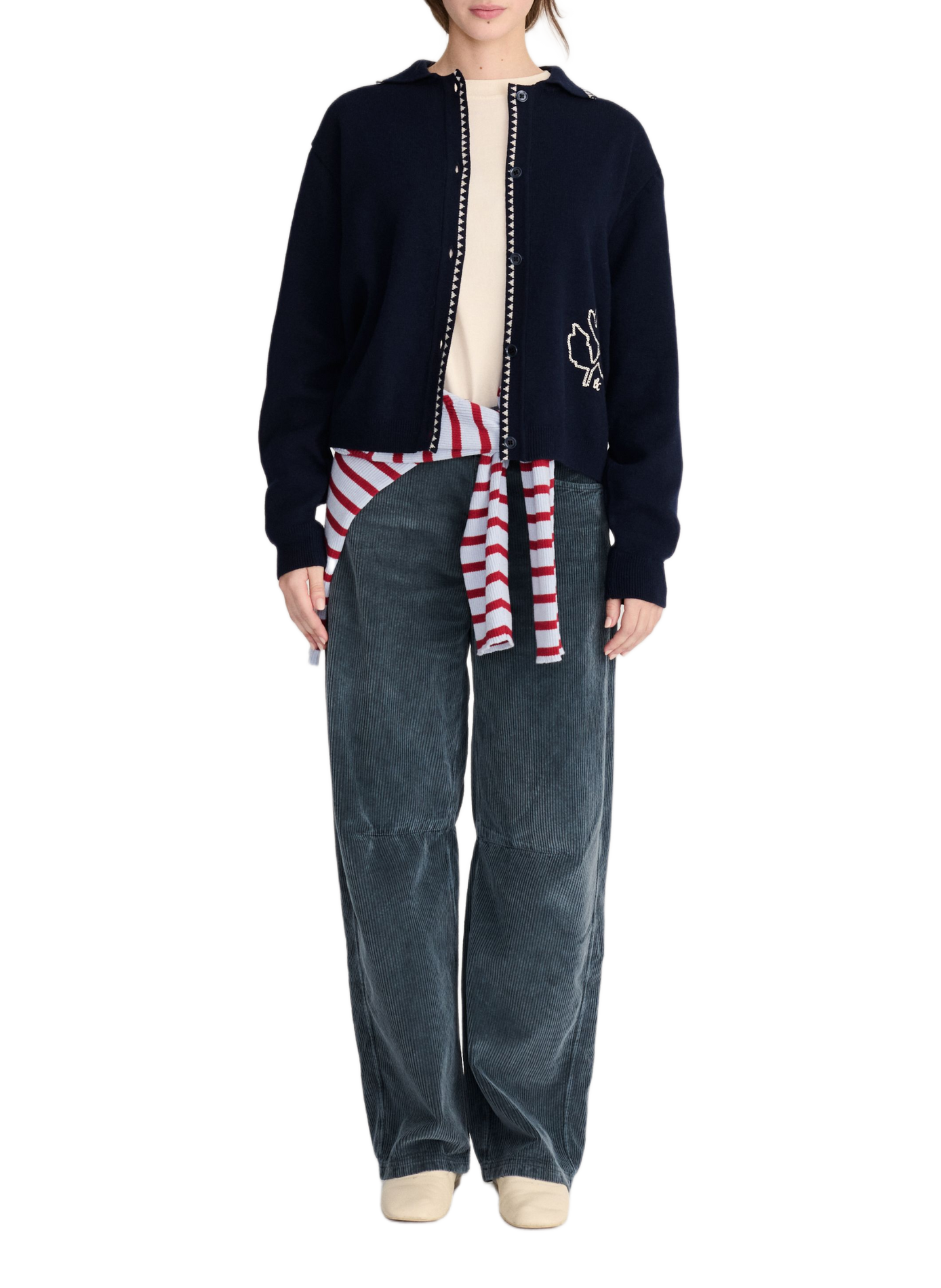 Cardigan droit à détail contrasté BOBO CHOSES Blue