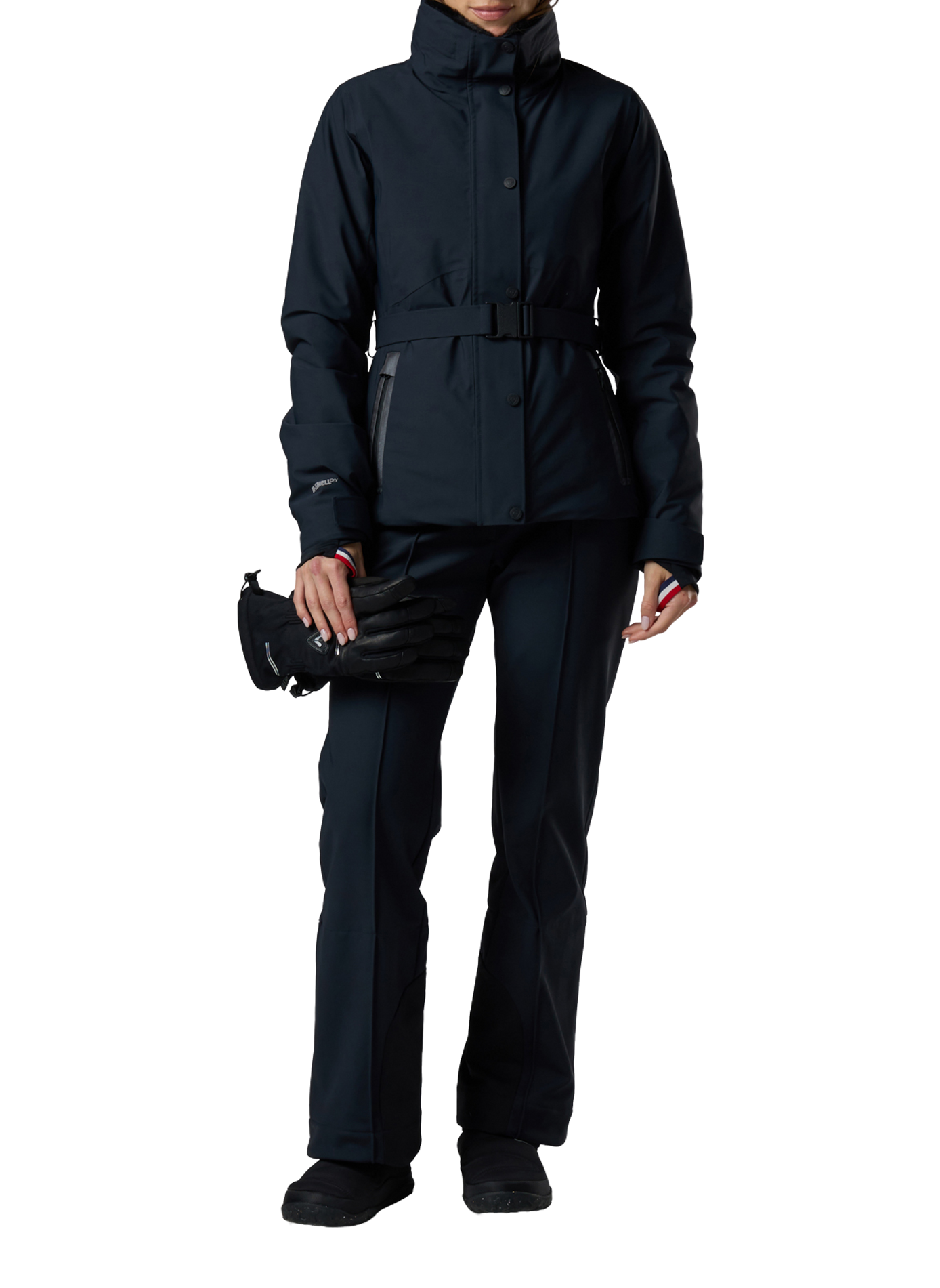 Snowdazzle ski jacket with a belted stand collar ROSSIGNOL Black
