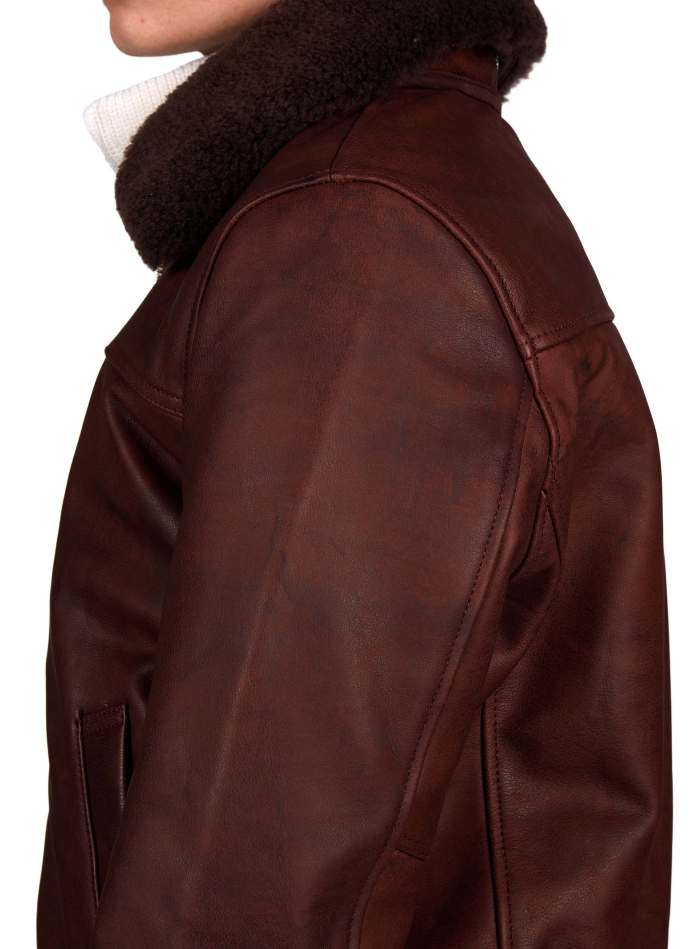 Plain straight-cut leather jacket SCHOTT Red