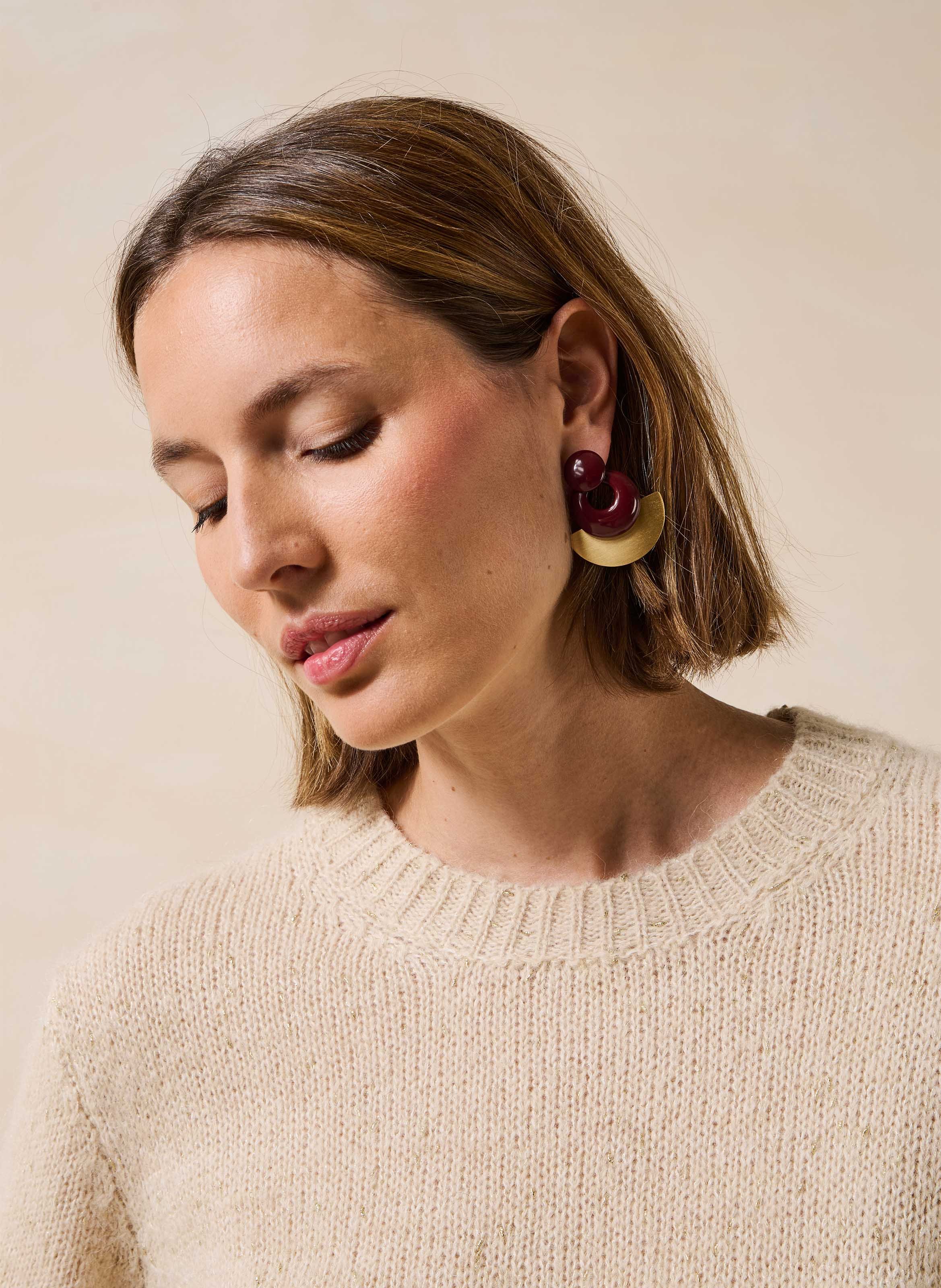 Geometrische girandole-oorbellen LA FEE MARABOUTEE Rood