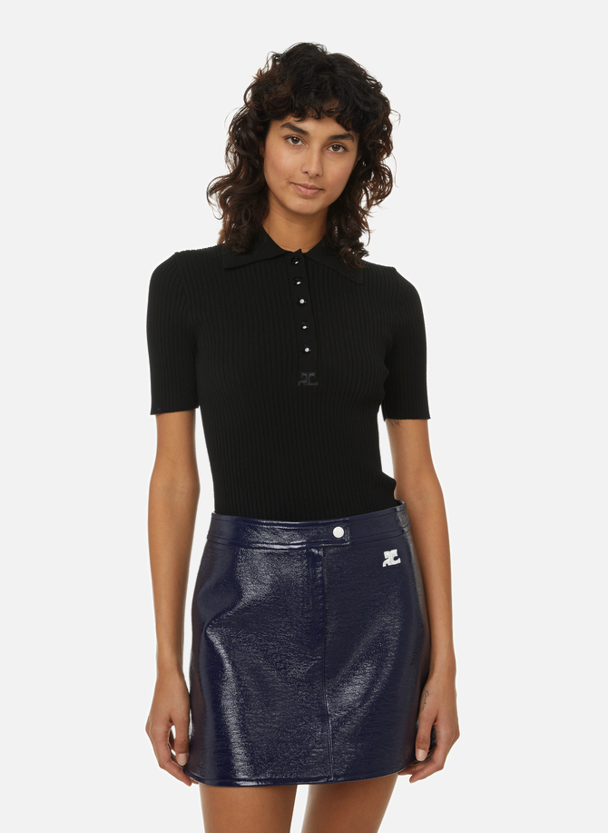 Ribbed knit polo shirt COURRÈGES