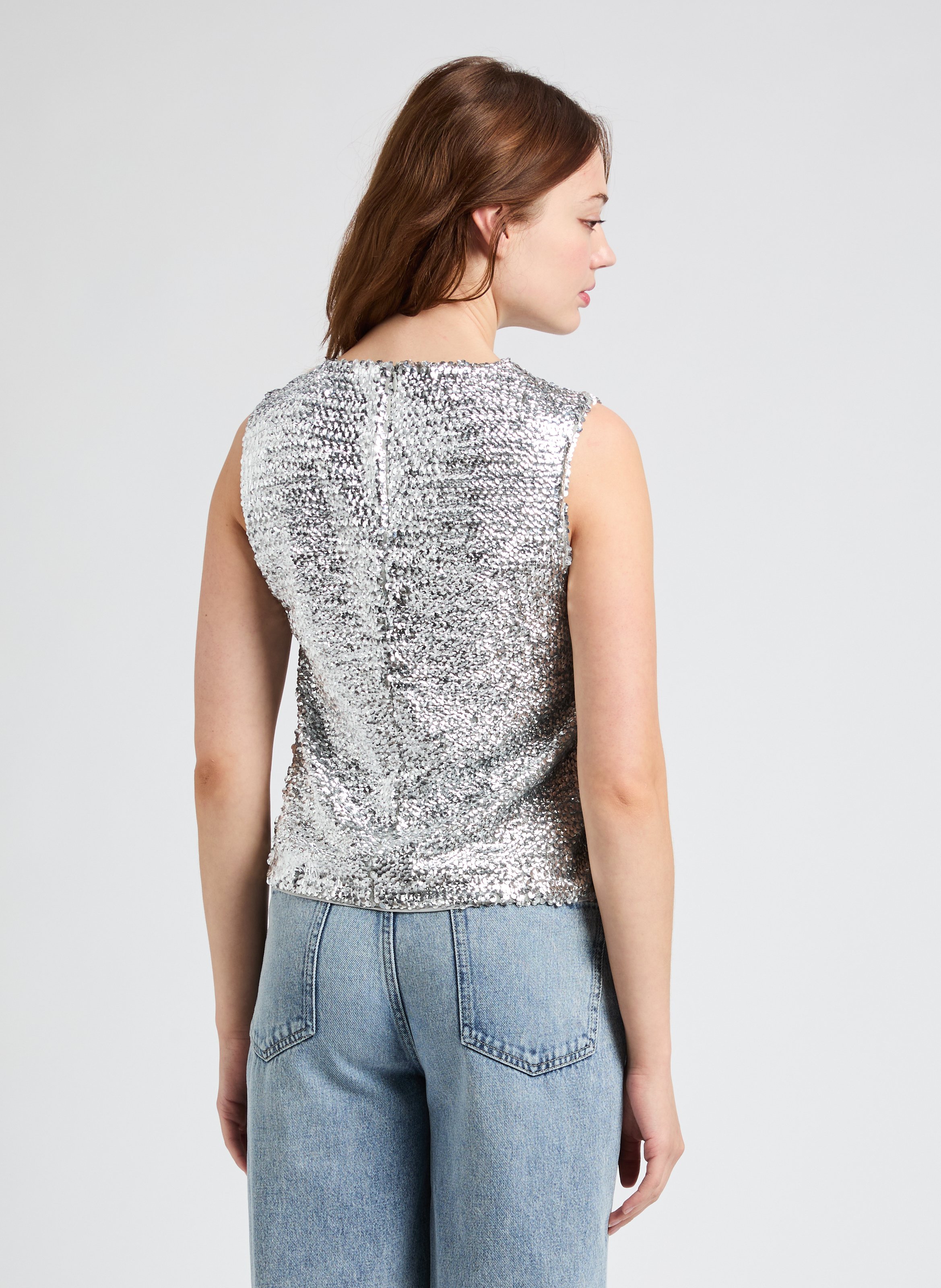 Sequin Top SAISON 1865 Silver