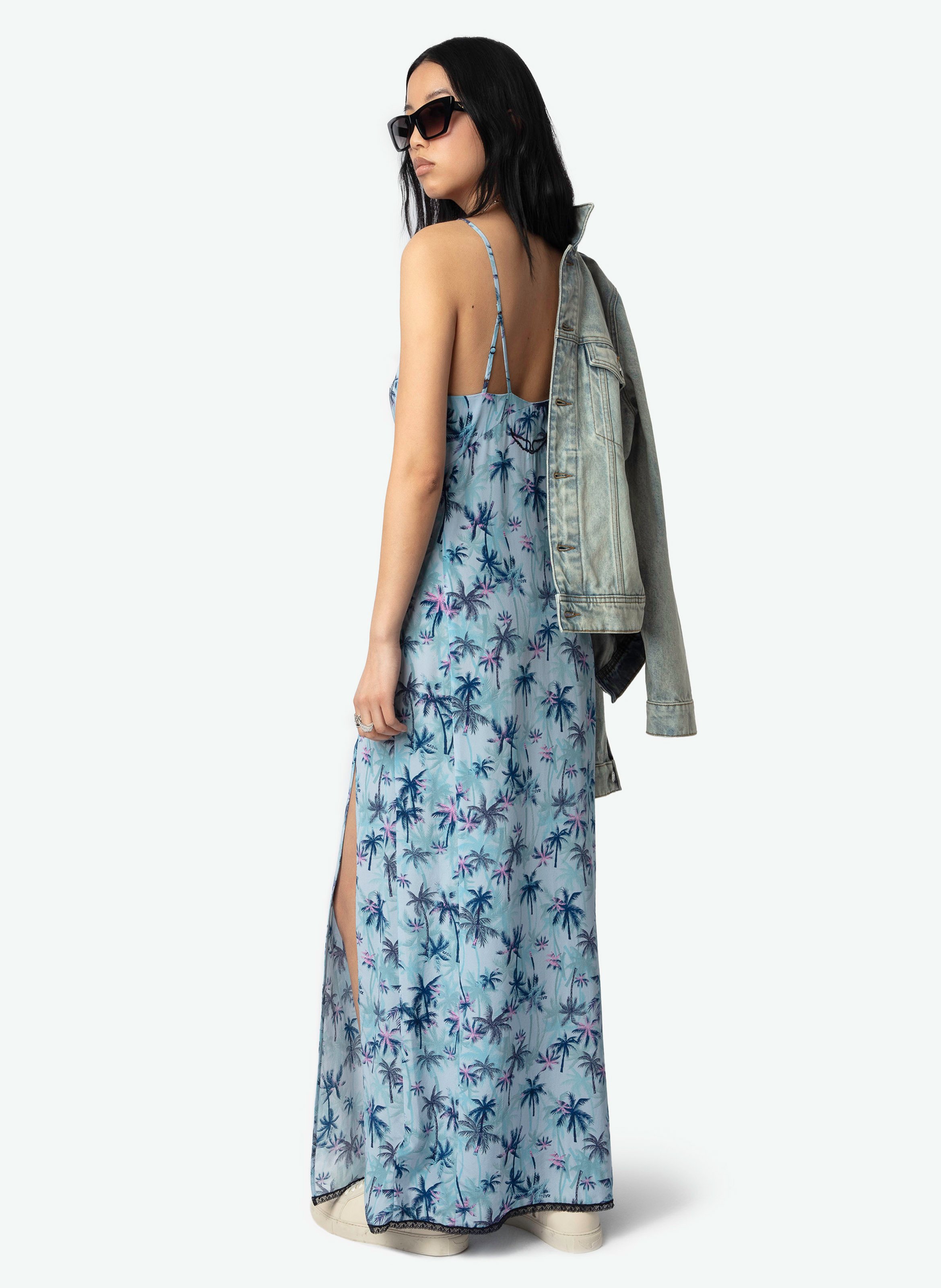 Robe longue col v en soie ramelil ZADIG&VOLTAIRE Bleu