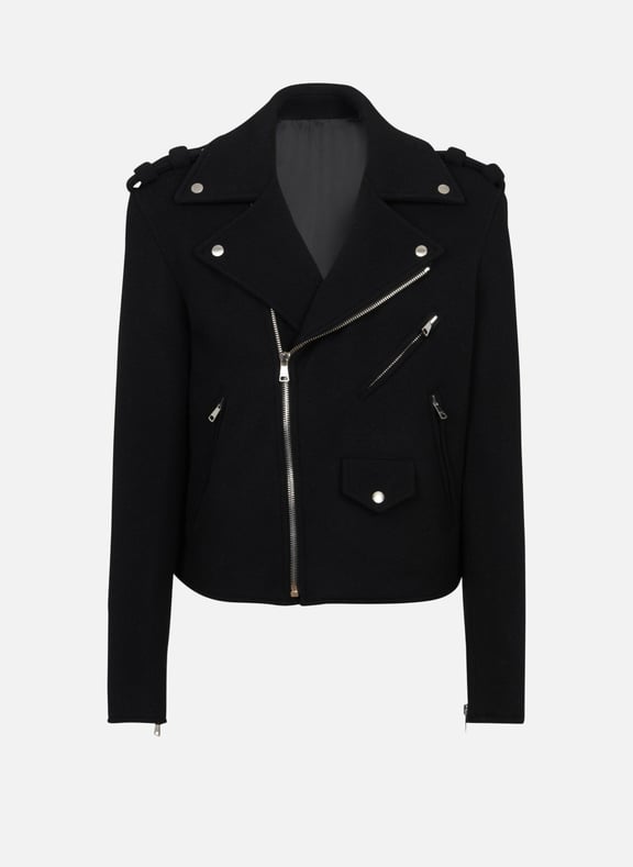Veste biker en laine feutrée Noir by BALMAIN BALMAIN Veste biker en laine feutrée Noir