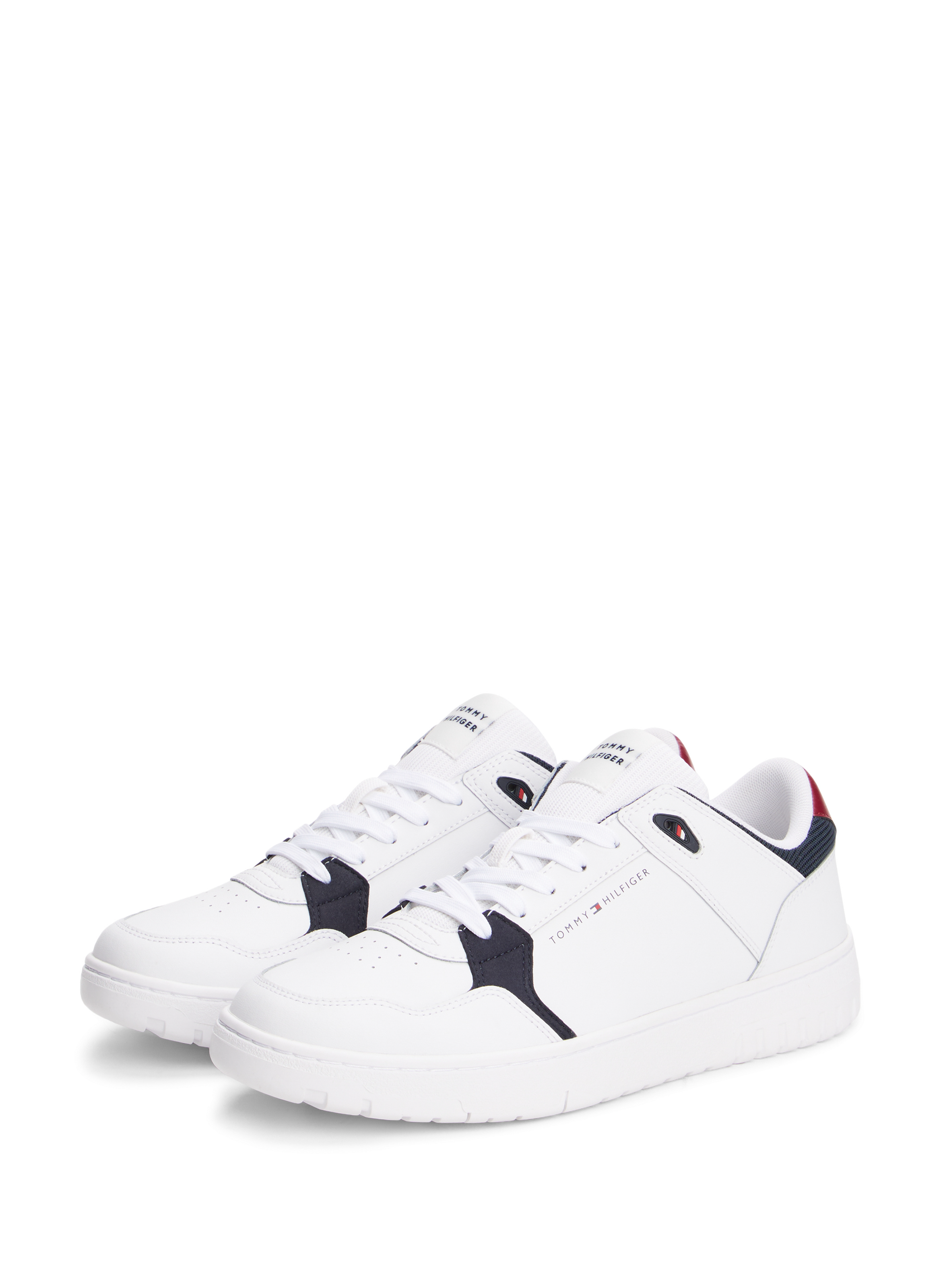 Multitextured basketball shoes with leather detailing TOMMY HILFIGER White
