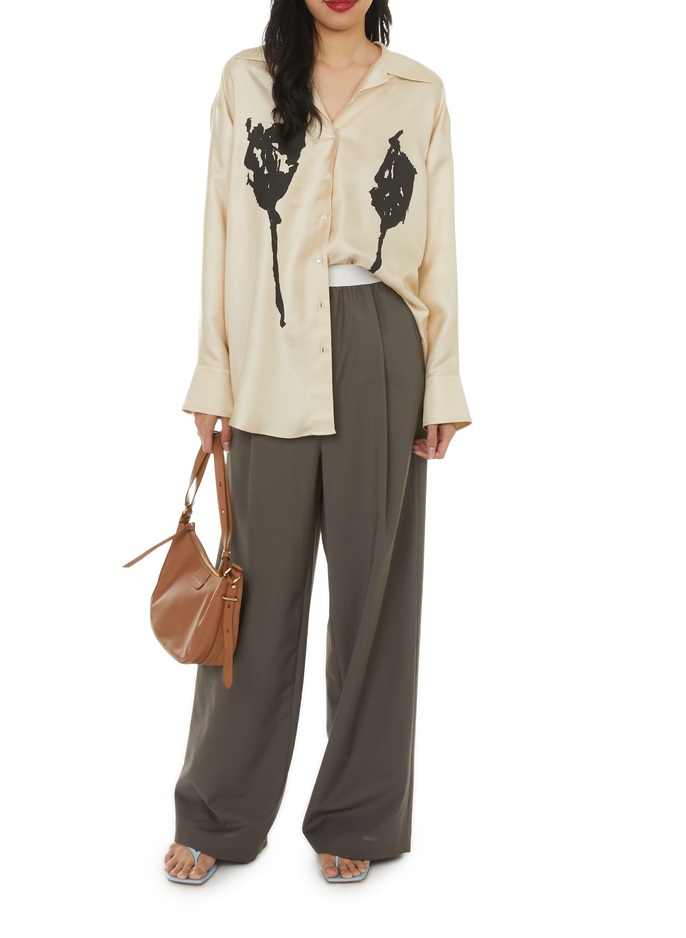 Loose-fitting silk shirt BITE STUDIOS Beige