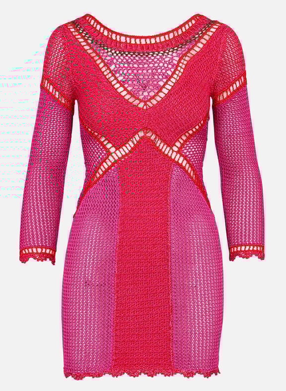 Robe courte col rond en crochet araiba Multicolore by BA&SH BA&SH Robe courte col rond en crochet araiba Multicolore