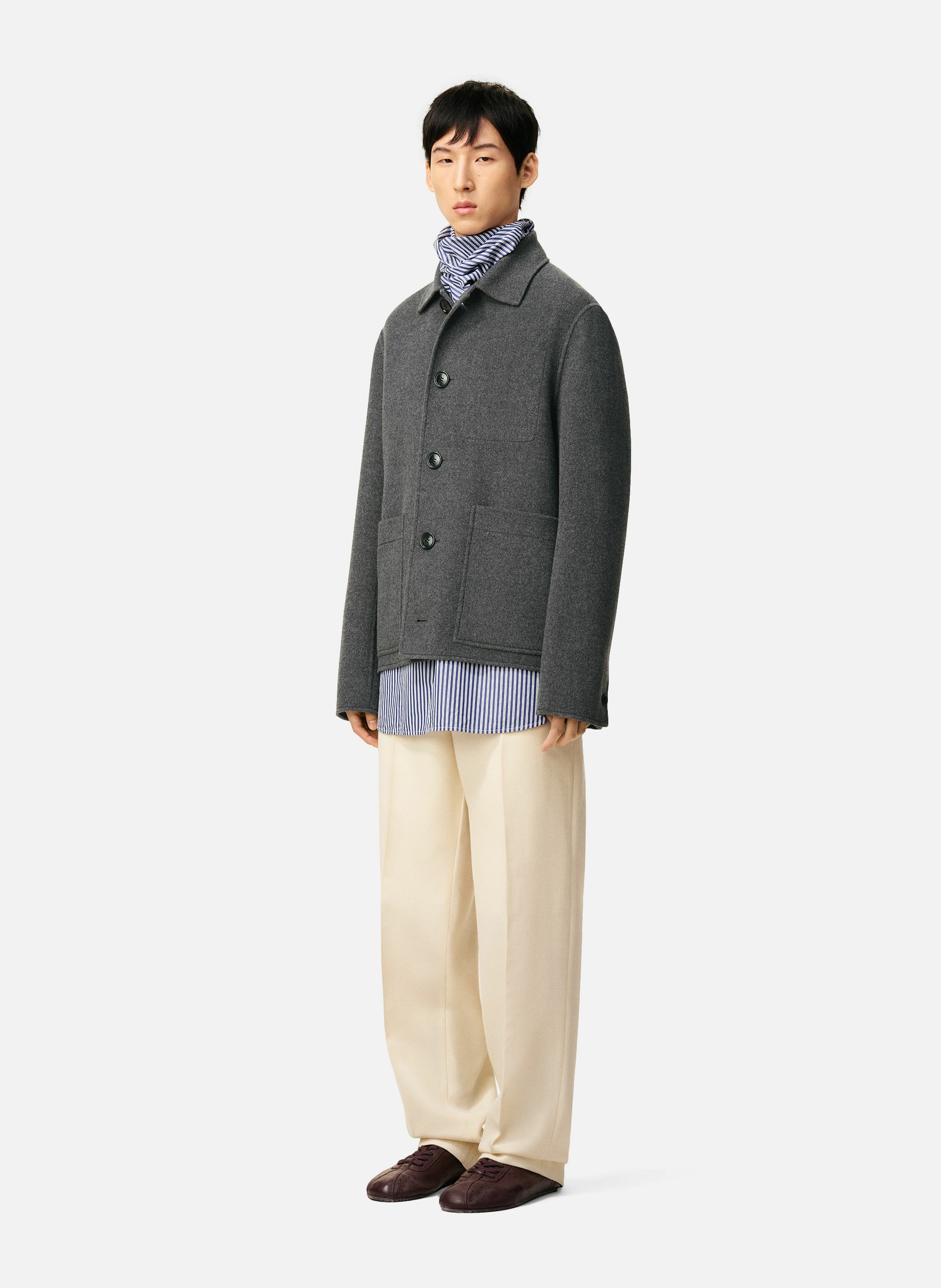 Blouson boule boutonné en laine AMI PARIS Gris