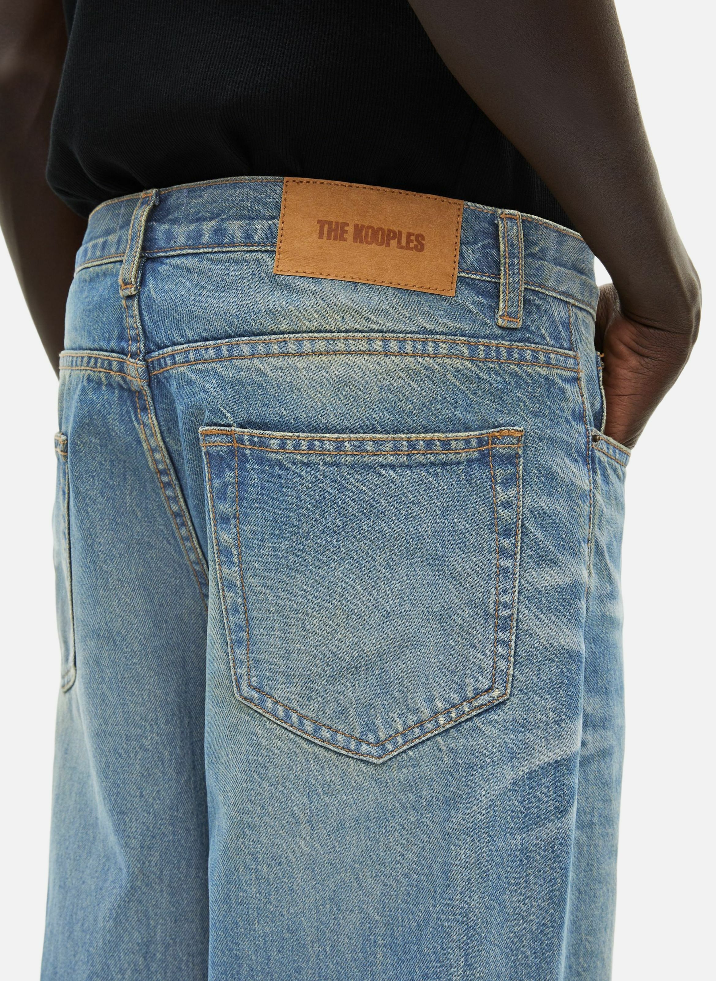 Jean droit en coton délavé THE KOOPLES Bleu