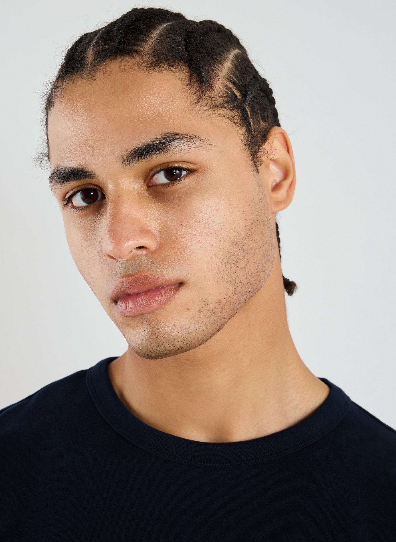 T-shirt col rond en coton organique SELECTED Bleu