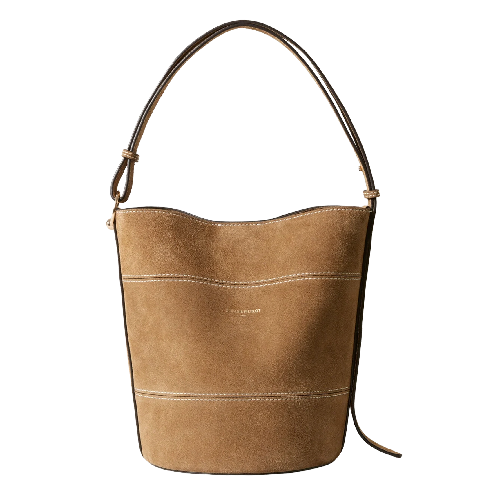 Sac seau en cuir velours CLAUDIE PIERLOT Beige