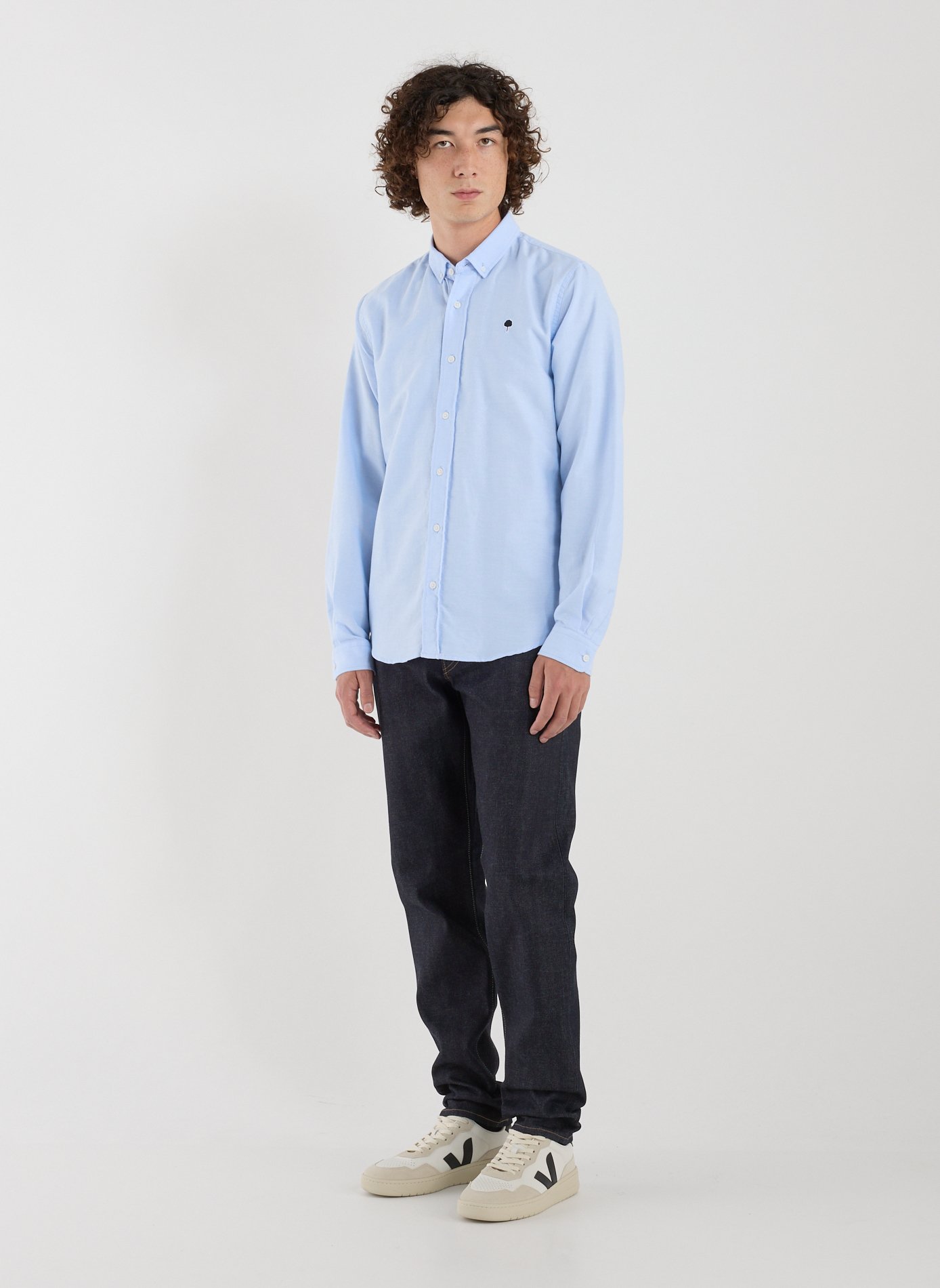 Solid cotton American collar shirt FAGUO Blue