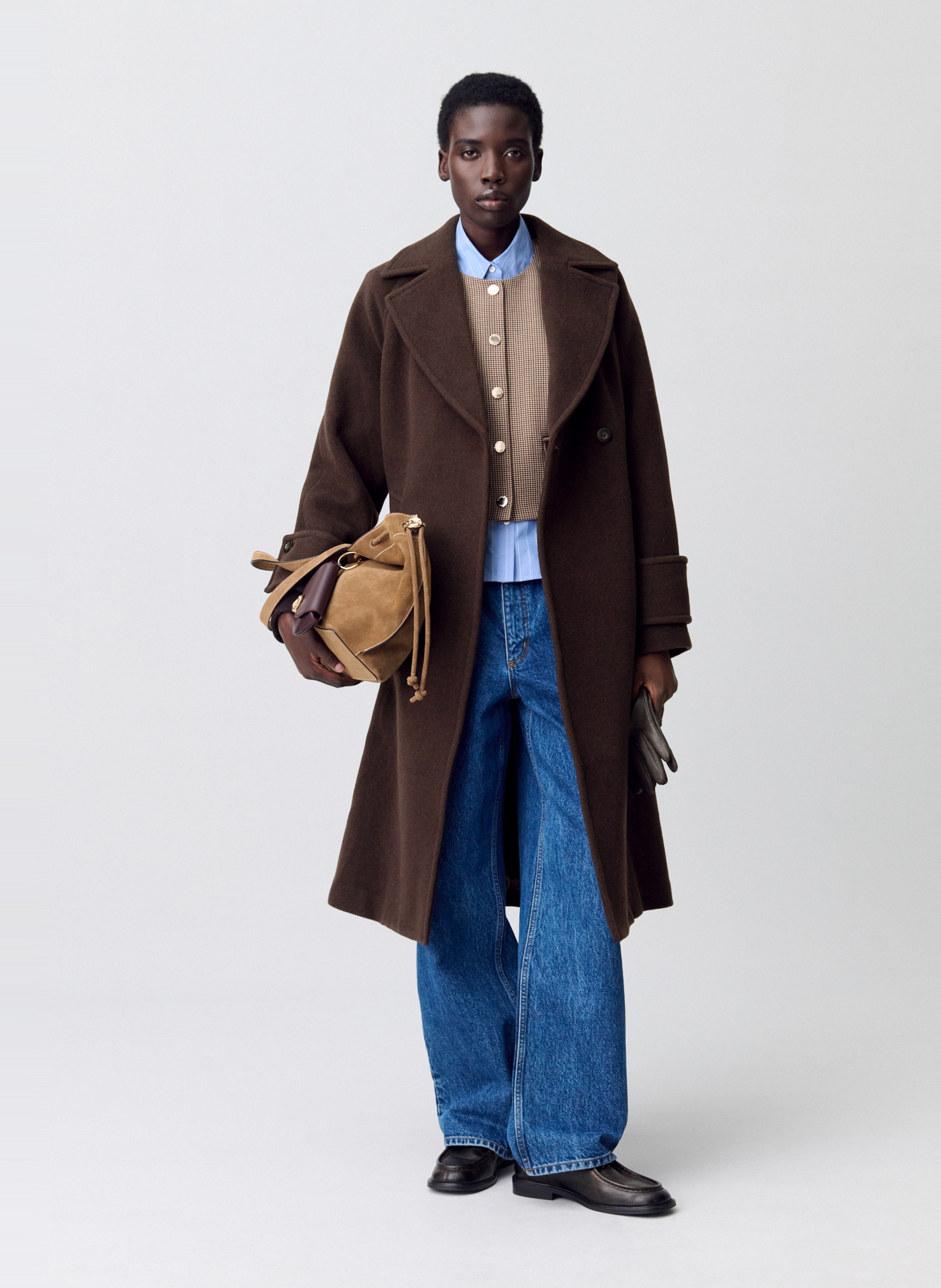 Manteau droit en laine mélangée gama CLAUDIE PIERLOT Marron