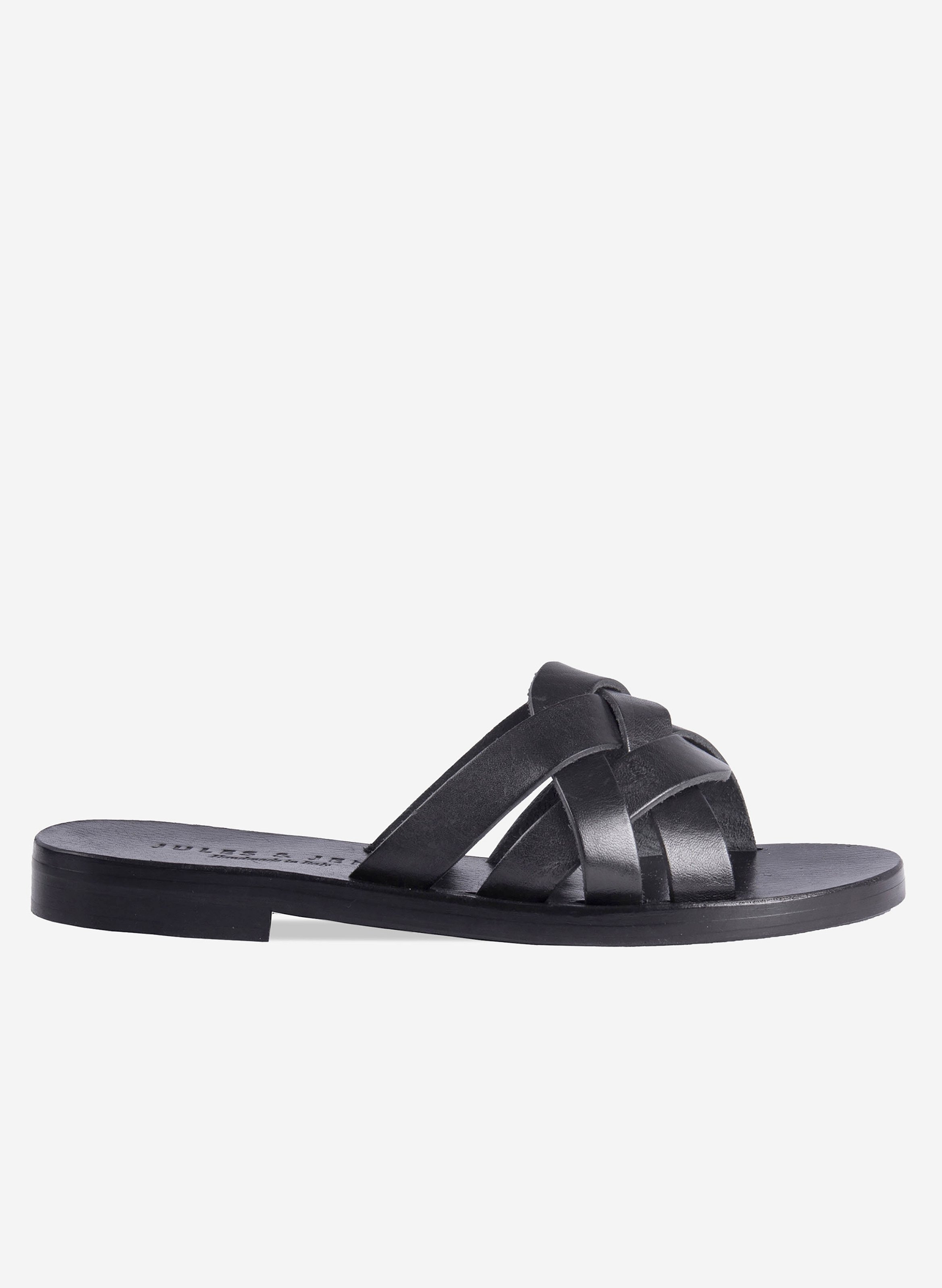 JULES & JENN Mules plates jade cuir Noir