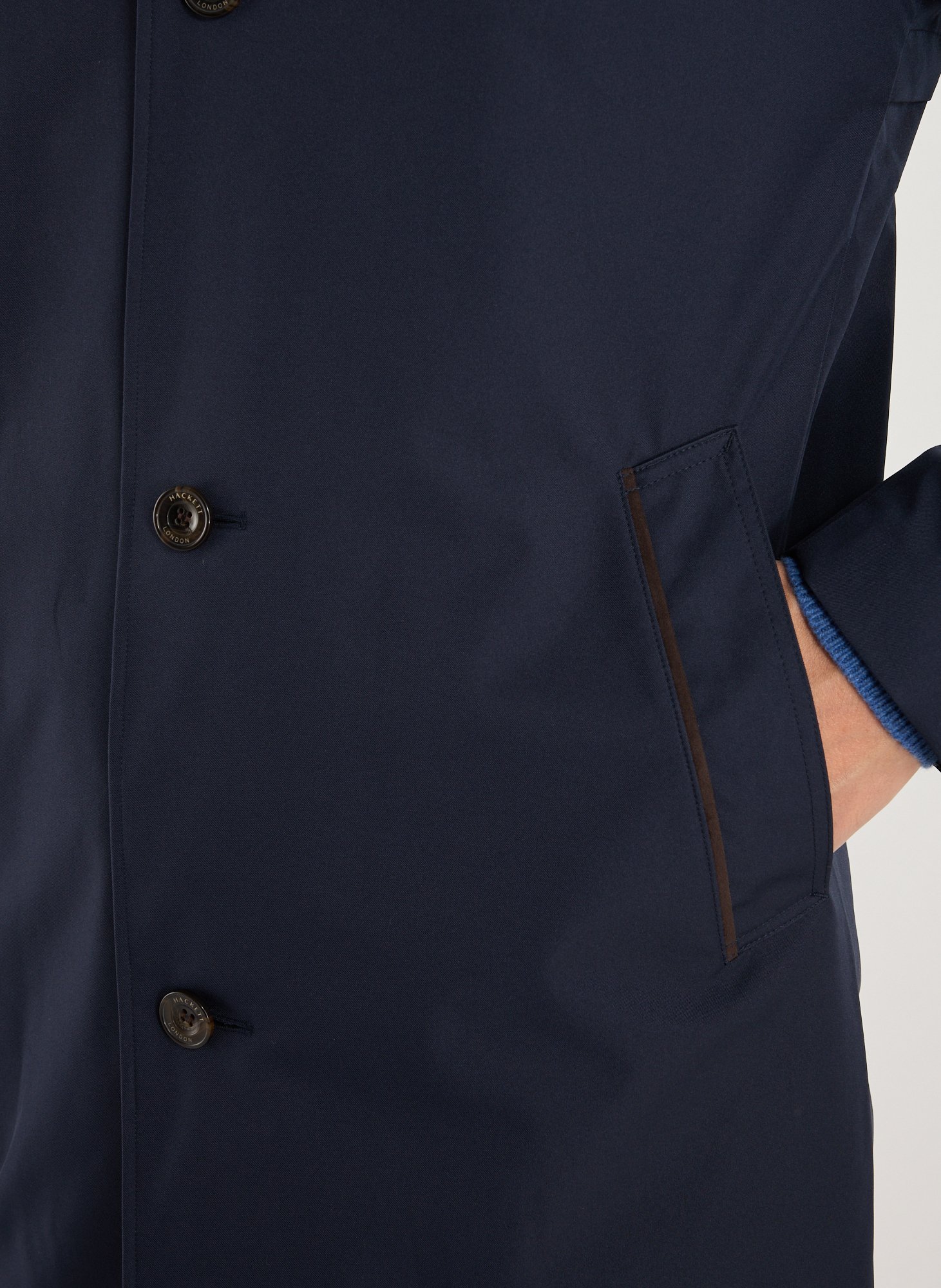 Mid-length straight cotton parka HACKETT Blue