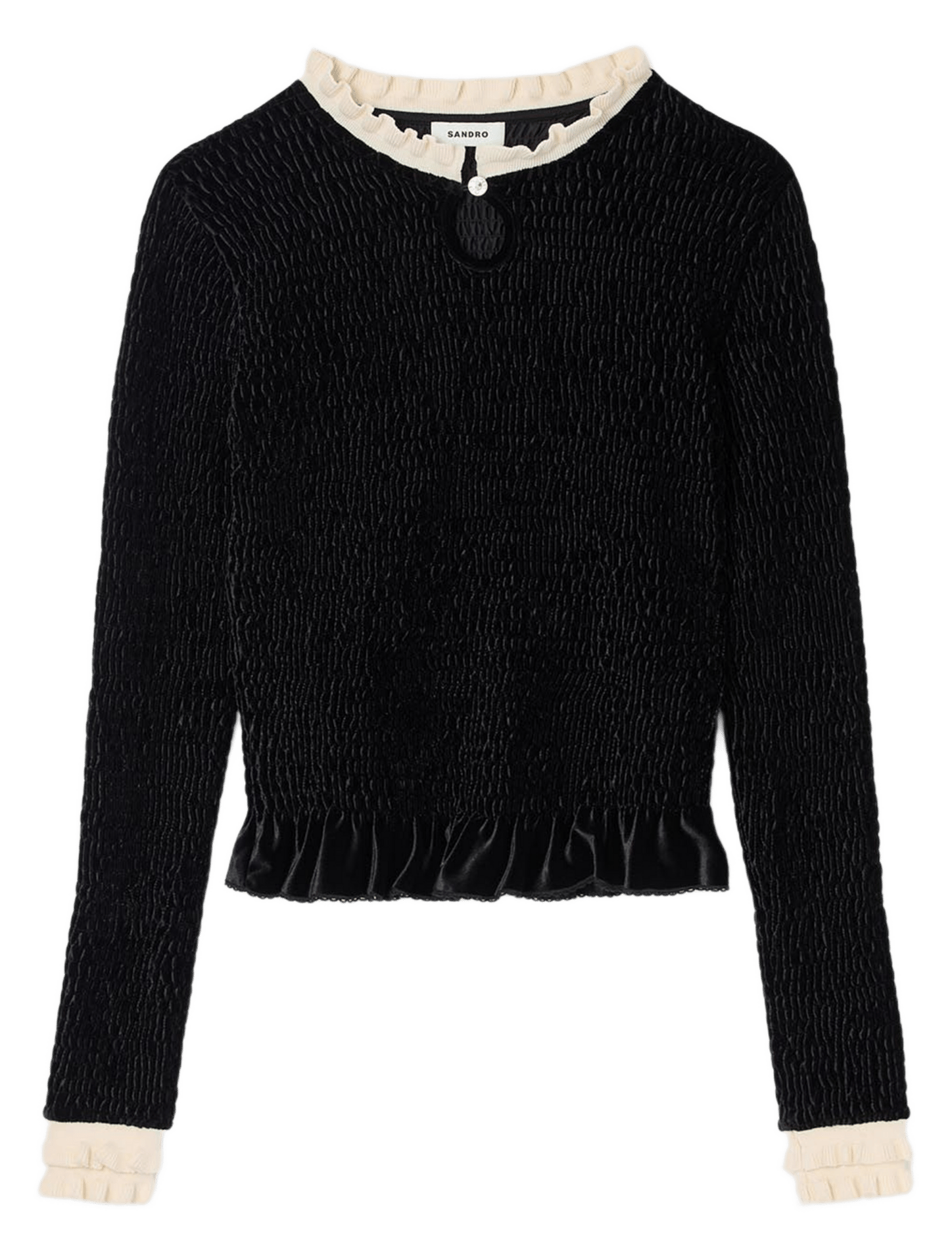 Tee-shirt col rond volanté SANDRO Noir