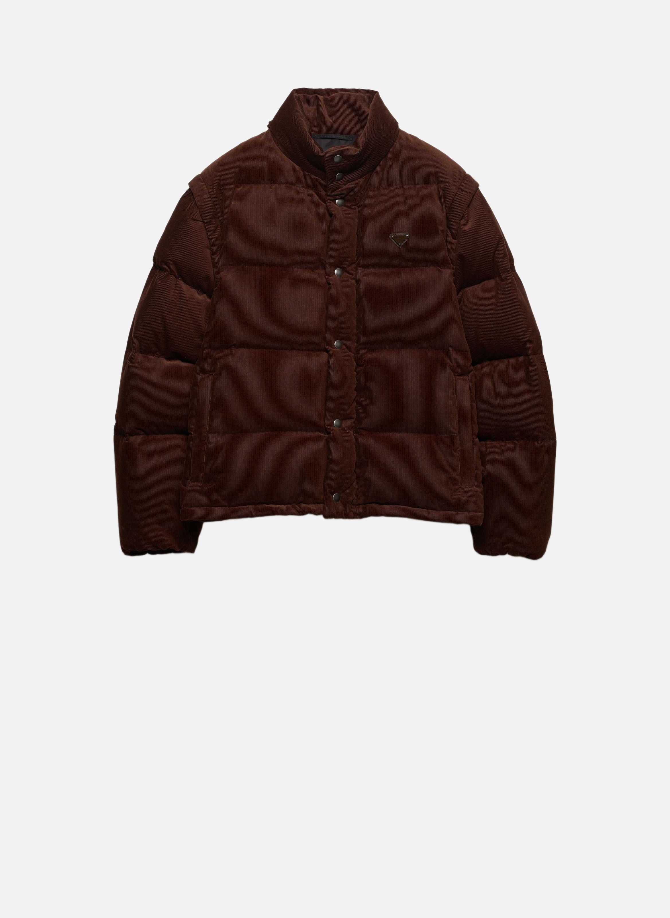 Doudoune en velours côtelé de poids moyen PRADA Marron