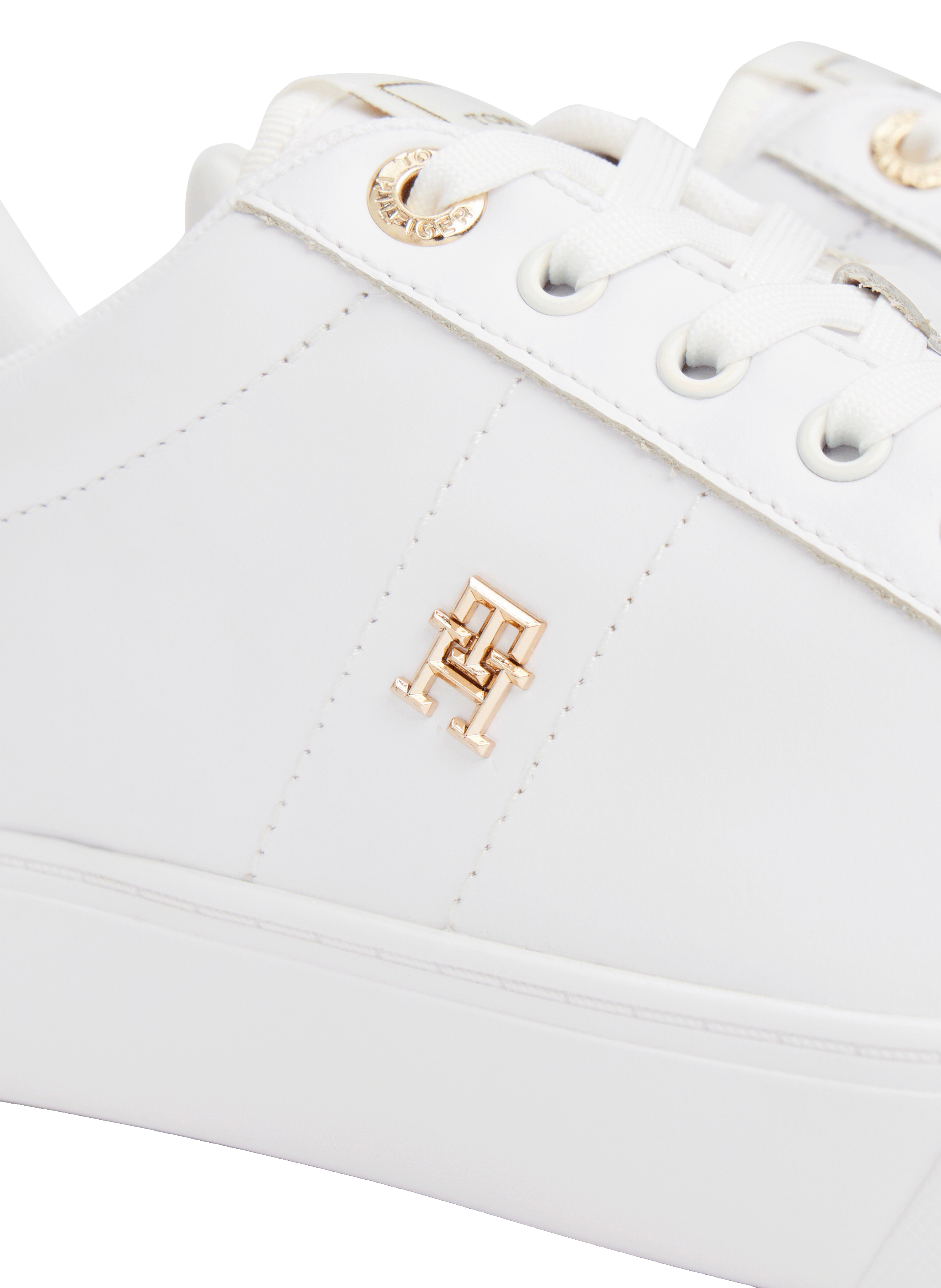 Monogram leather sneakers TOMMY HILFIGER White