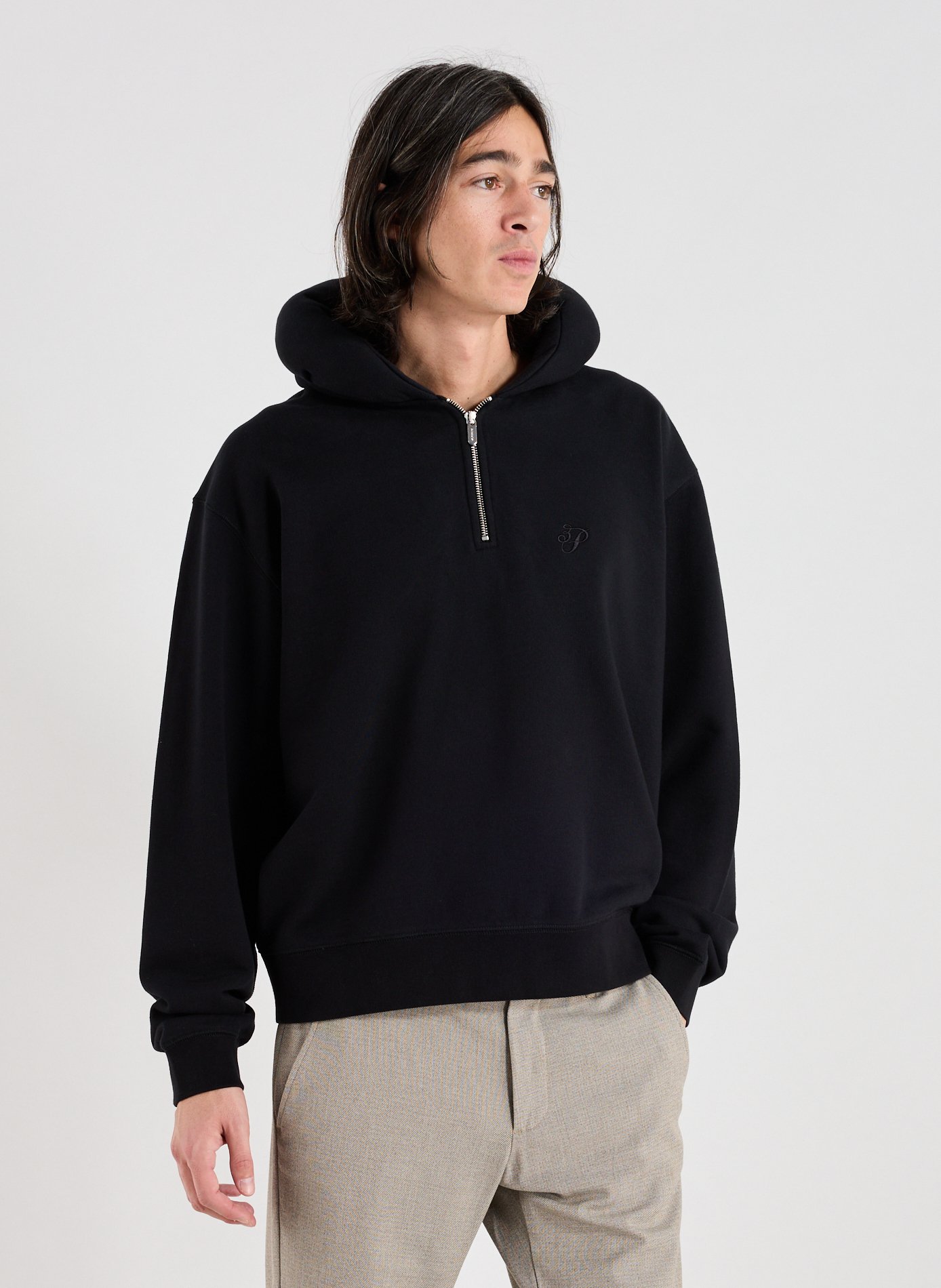3 PARADIS Sweatshirt à col coussin en coton Black