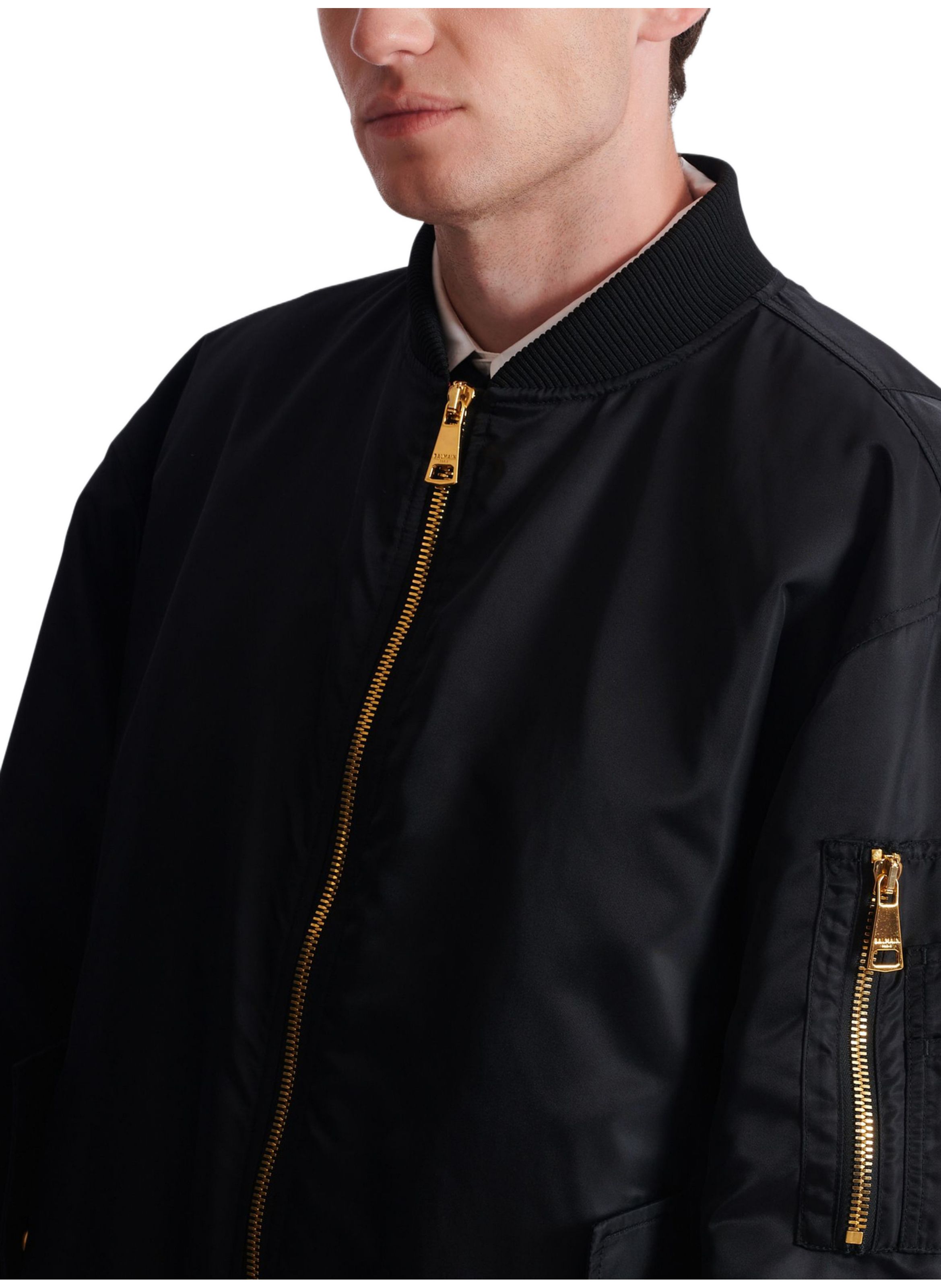 Bomber en nylon à imprimé BALMAIN Noir