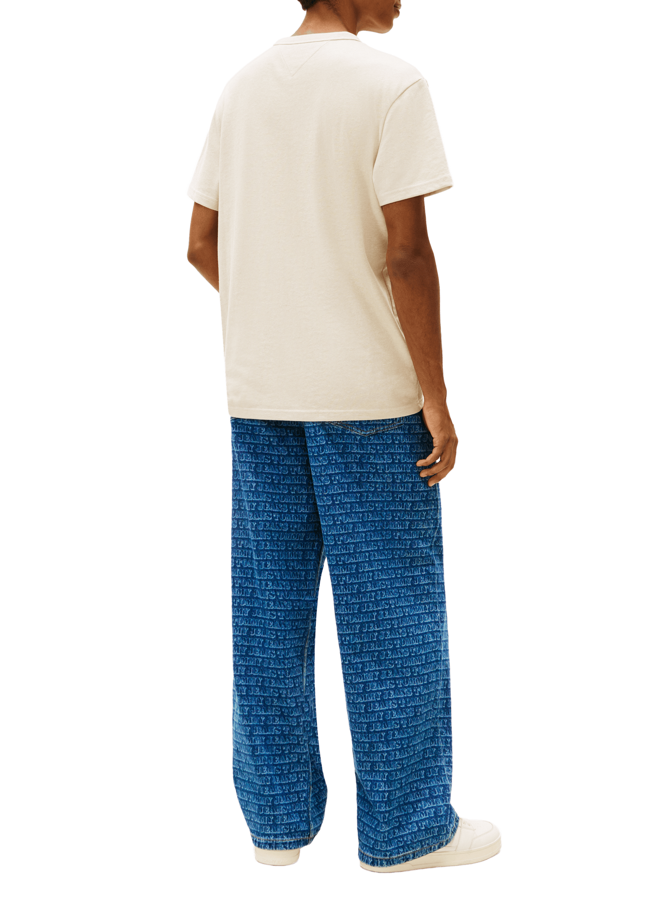 Round neck short sleeve t-shirt with embroidered logo TOMMY HILFIGER Beige