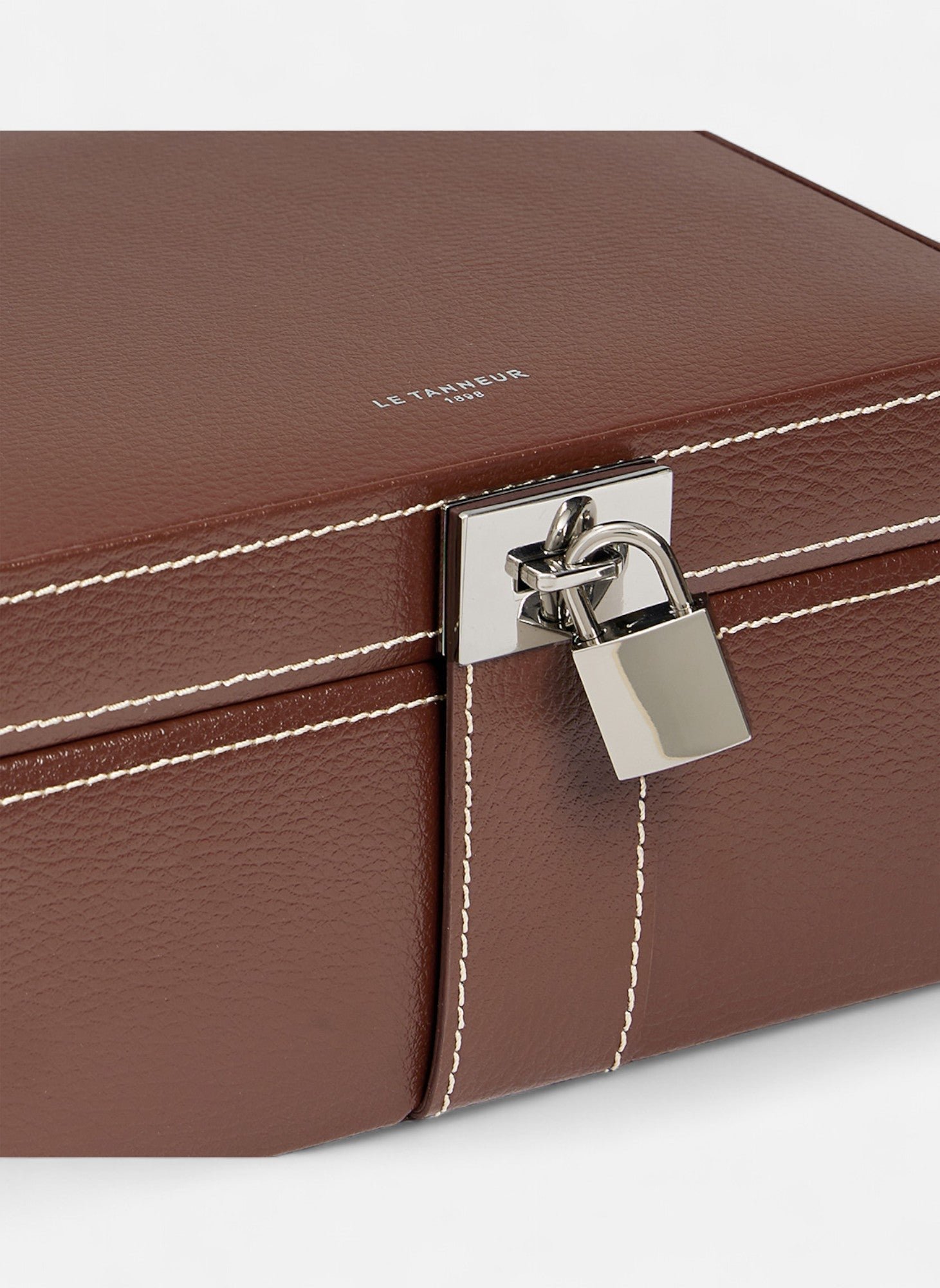 Boîte à bijoux moyen modèle en cuir LE TANNEUR Marron