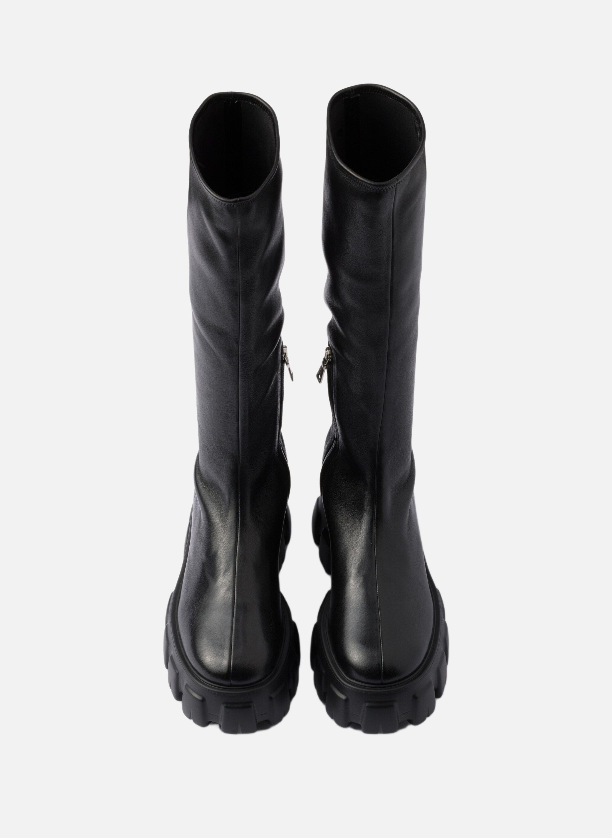 Bottes monolith en cuir nappa stretch PRADA Noir