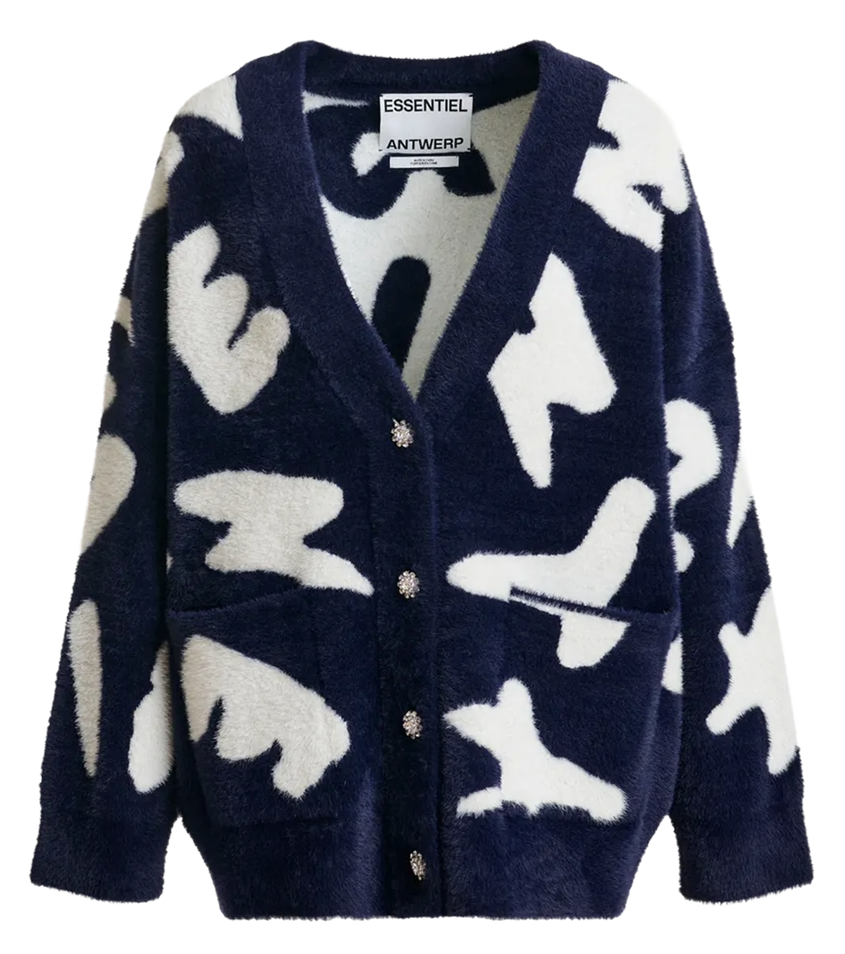 Cardigan à motifs col v jarden ESSENTIEL ANTWERP Bleu