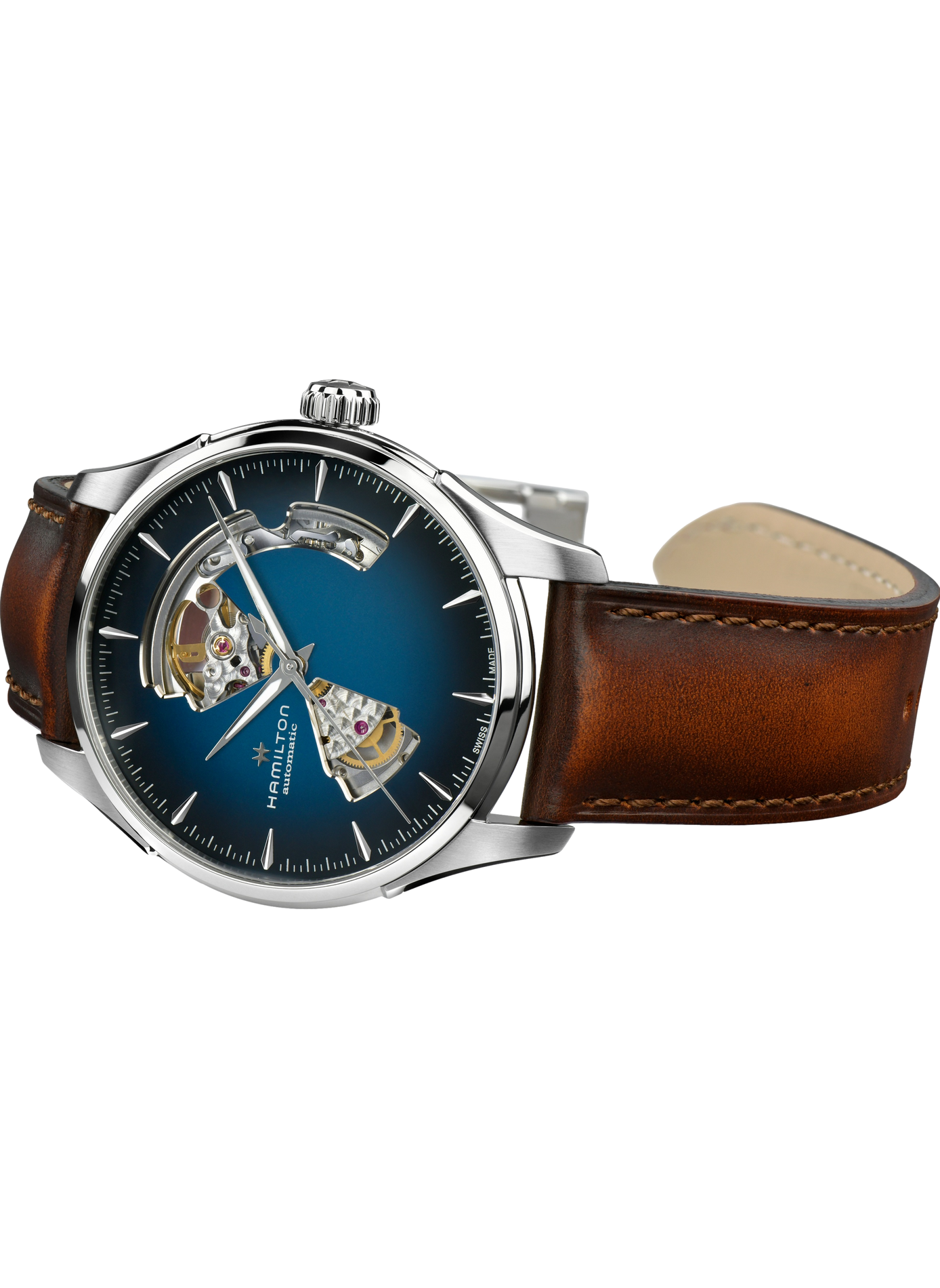 Montre automatique bracelet en cuir HAMILTON Argent