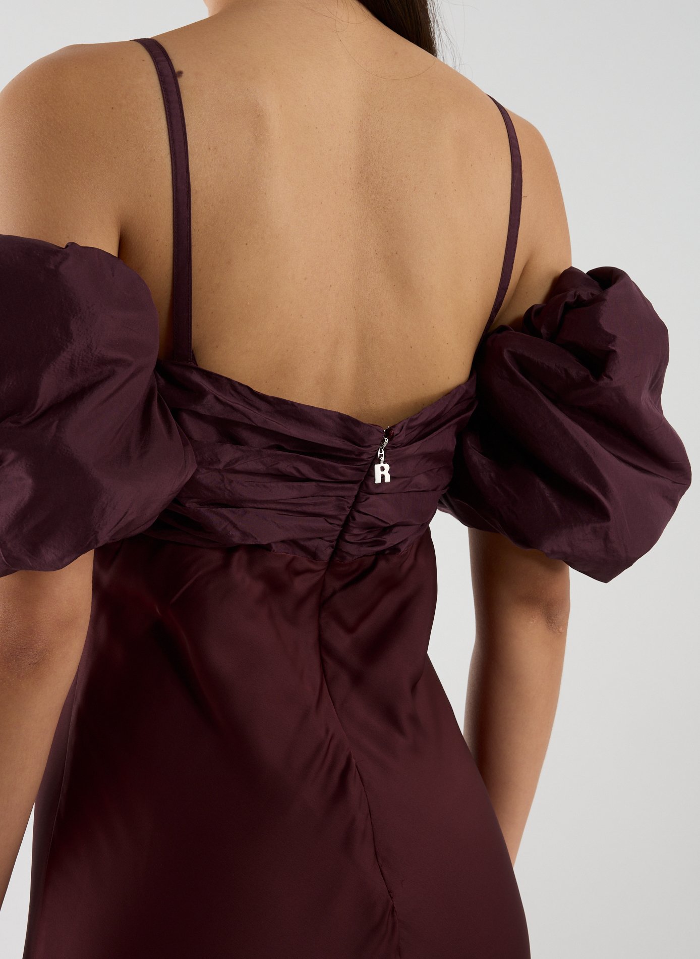 Robe longue à manches bouffantes ROTATE Rouge