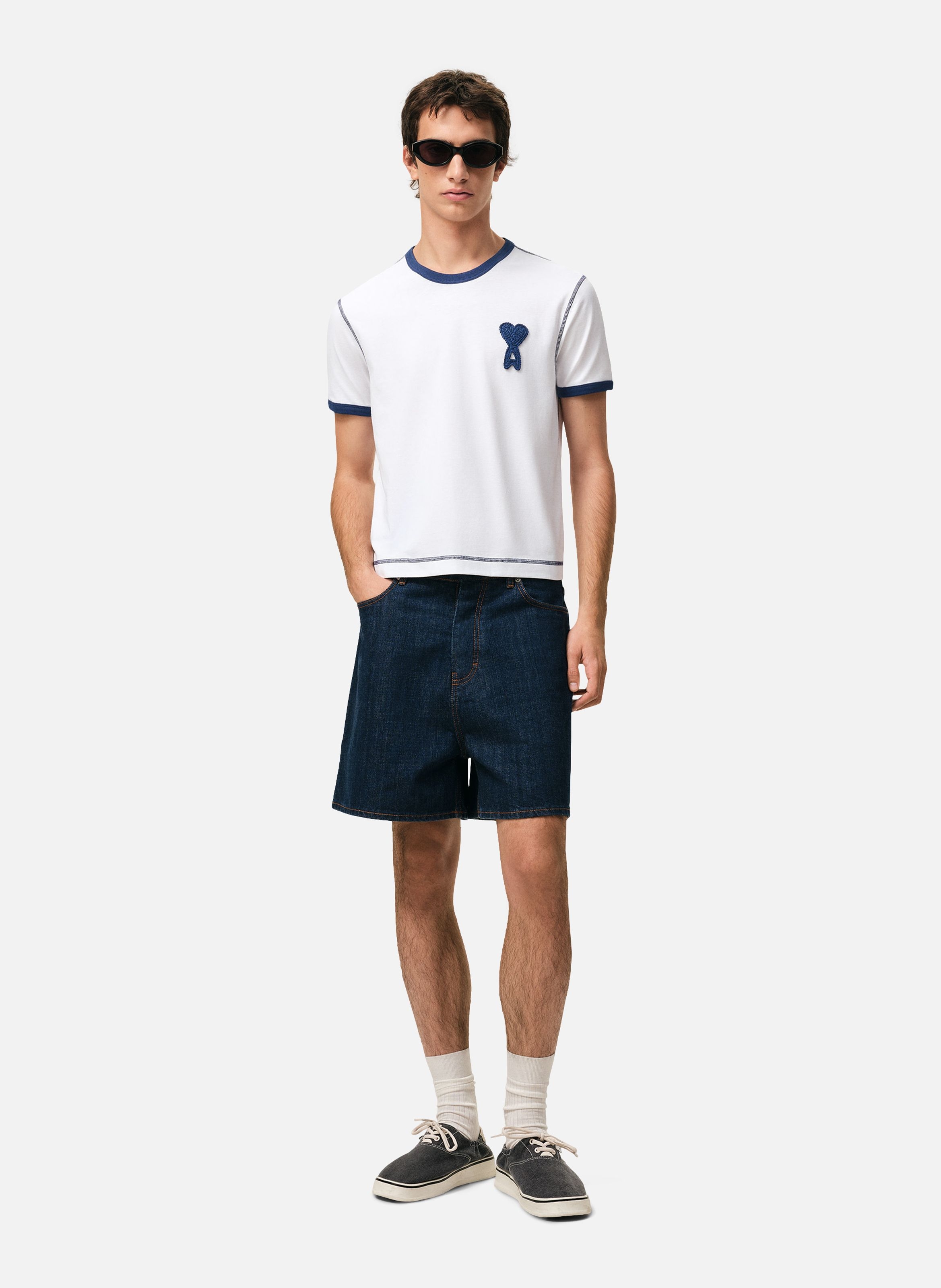 T-shirt ami de coeur en crochet unisexe en coton AMI PARIS Blanc