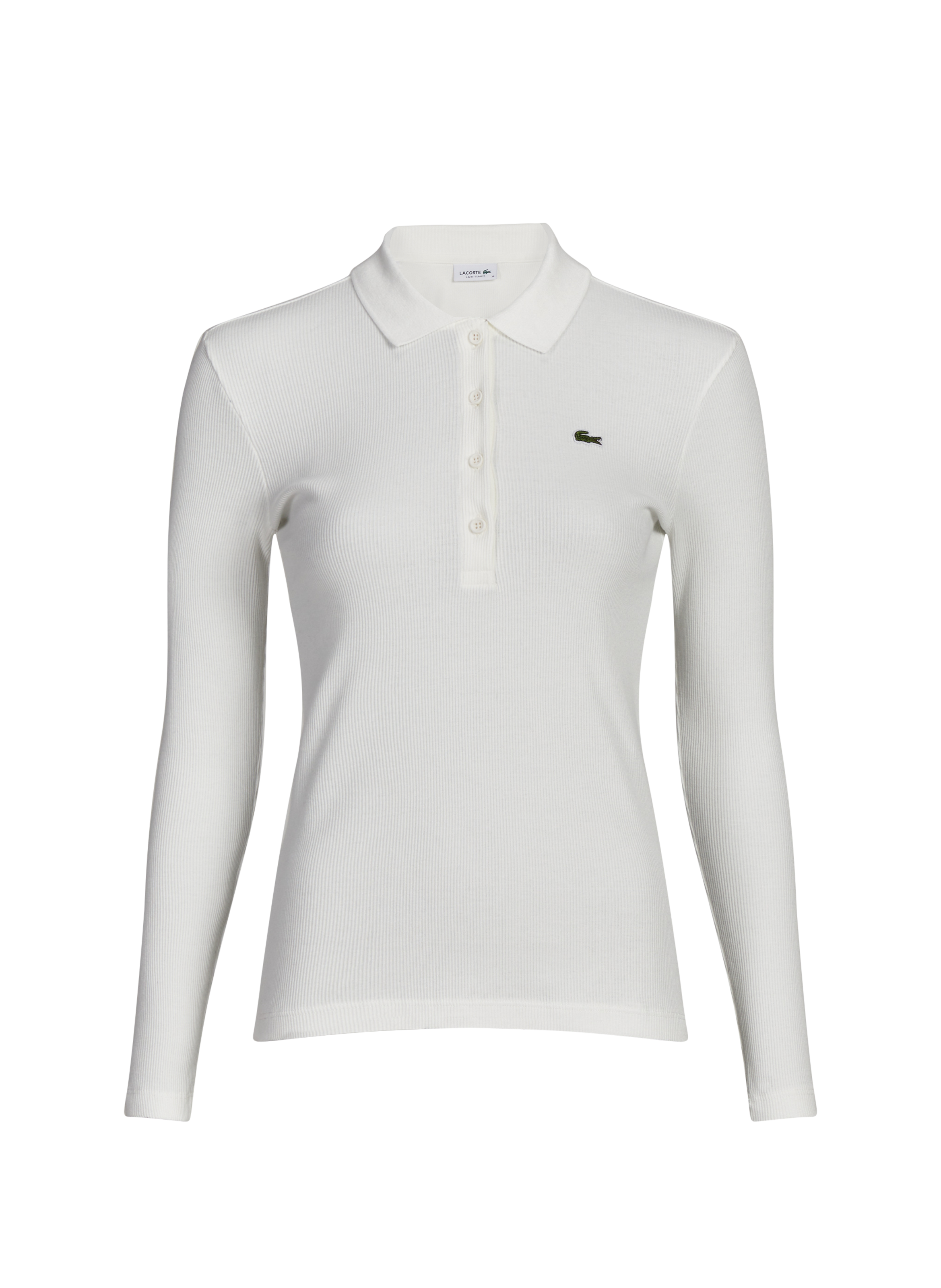 Polo à manches longues en coton LACOSTE Blanc
