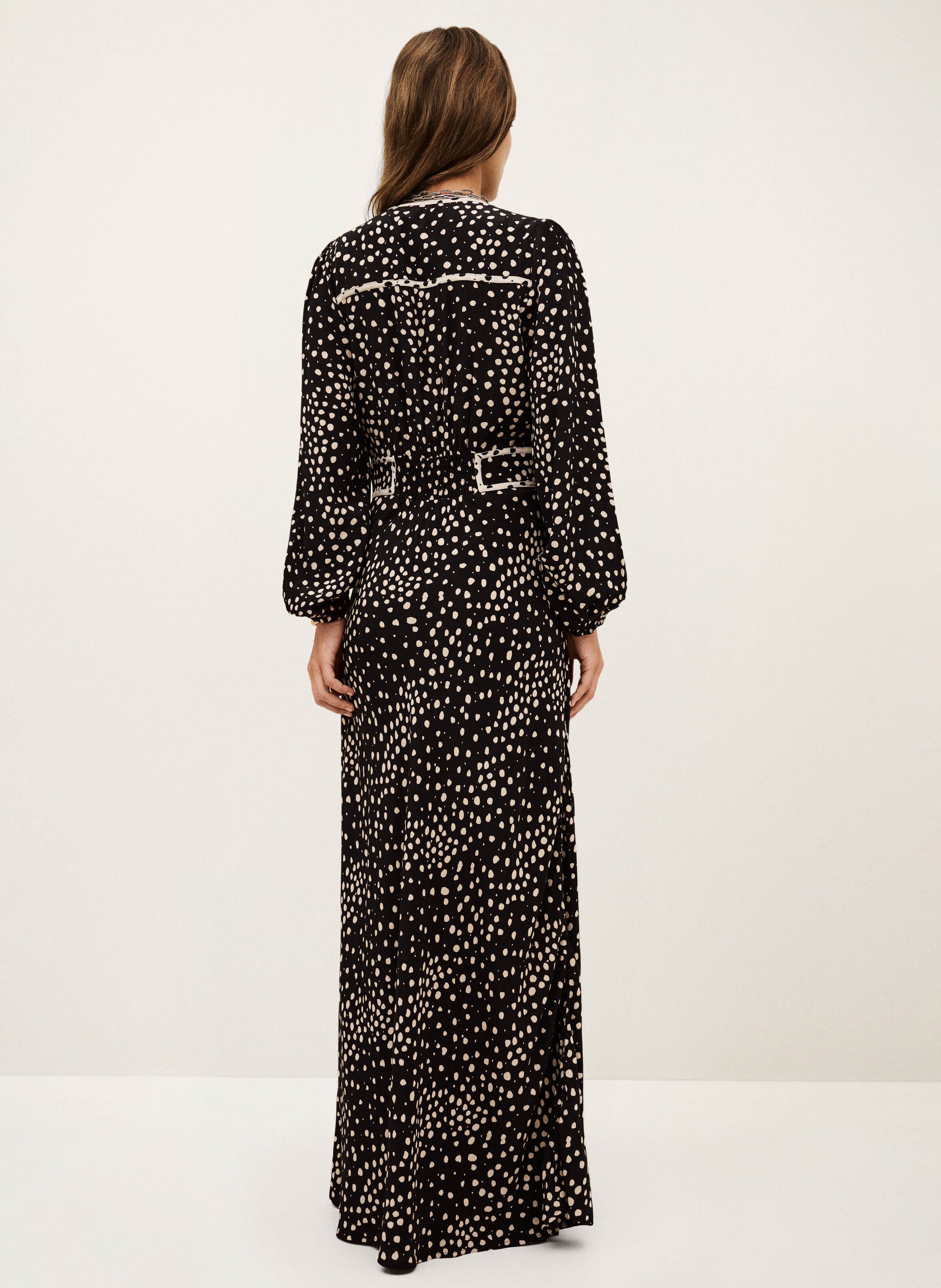 Robe longue col v à pois derby BA&SH Bleu