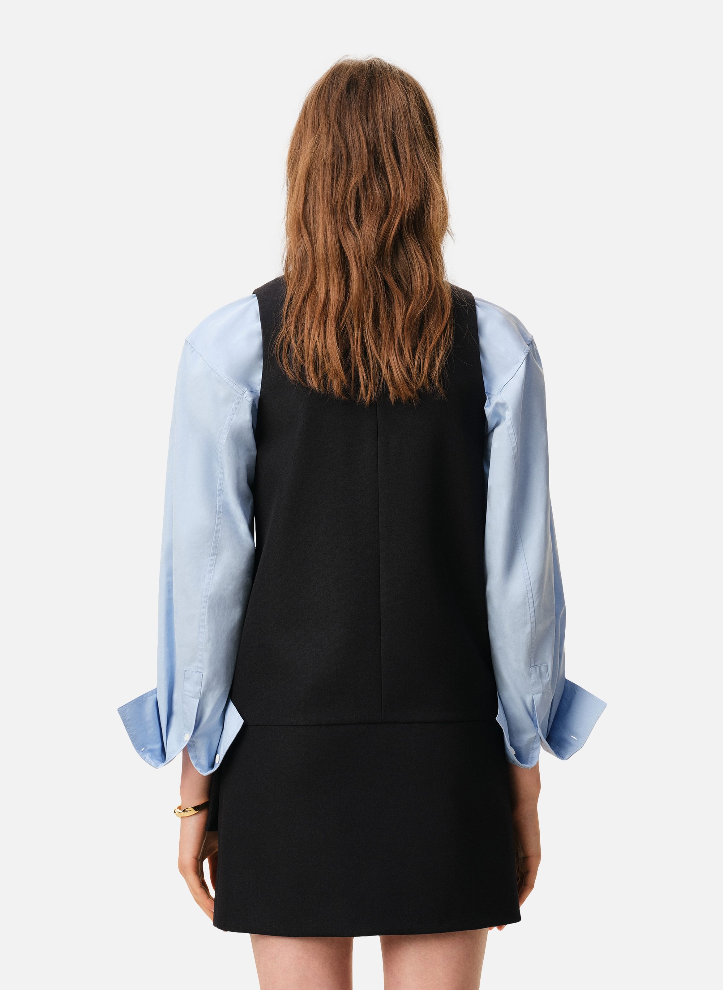 Robe mini ceinturée en laine vierge AMI PARIS Noir