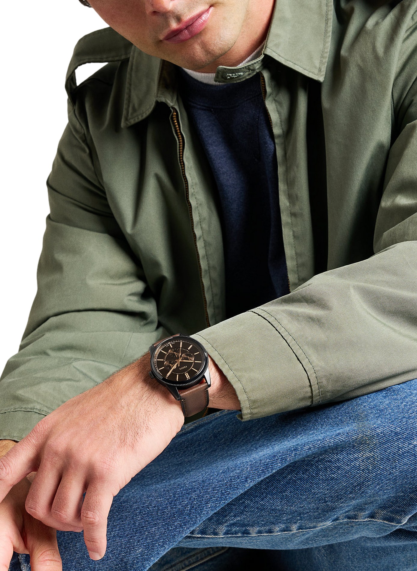 Montre Pearson bracelet en cuir FOSSIL Noir