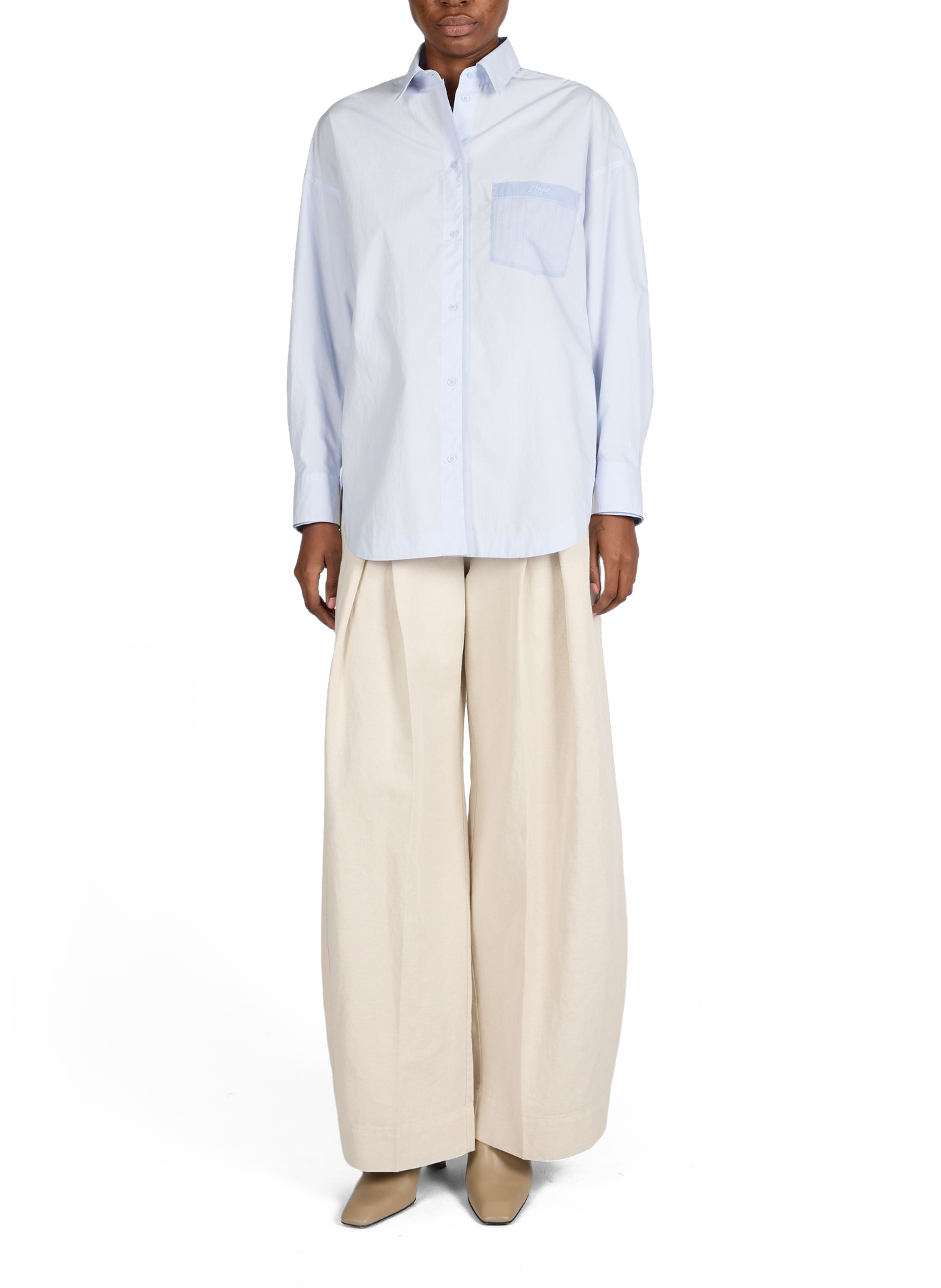 Oversized shirt with classic cotton collar BOSS Blue