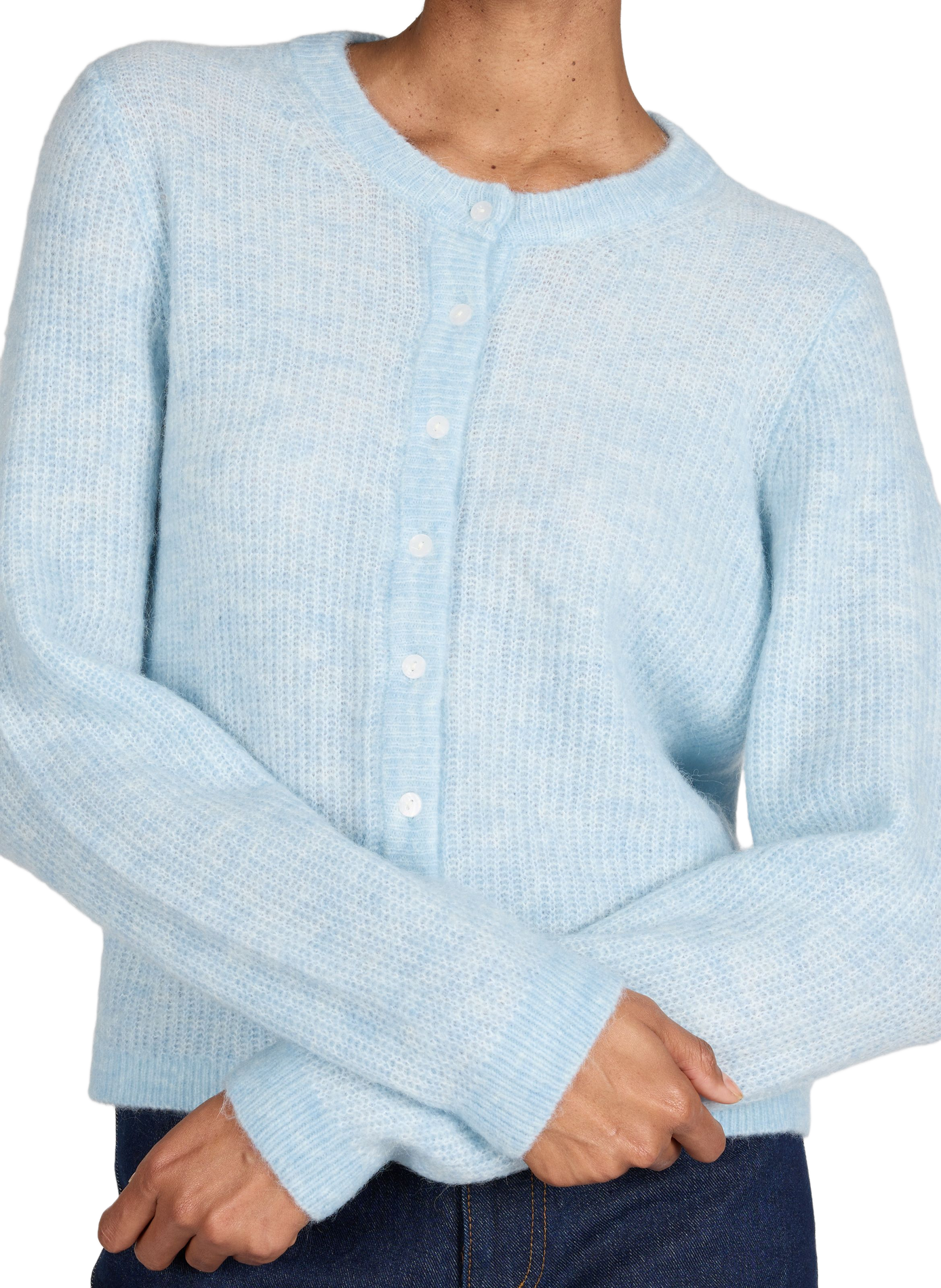 Vilory ribbed round neck cardigan VILA Blue